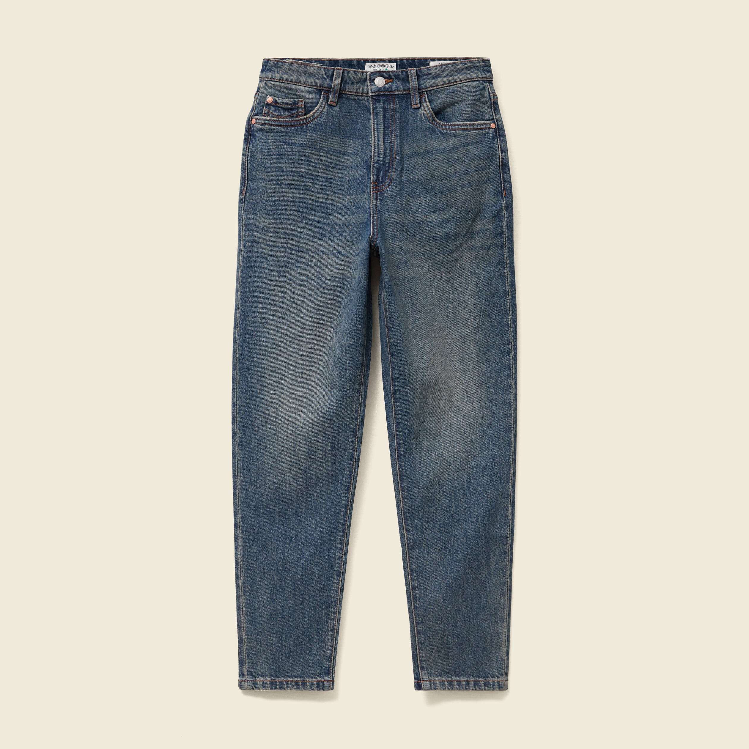 Jeans mom 7/8&egrave;me bleu gris femme