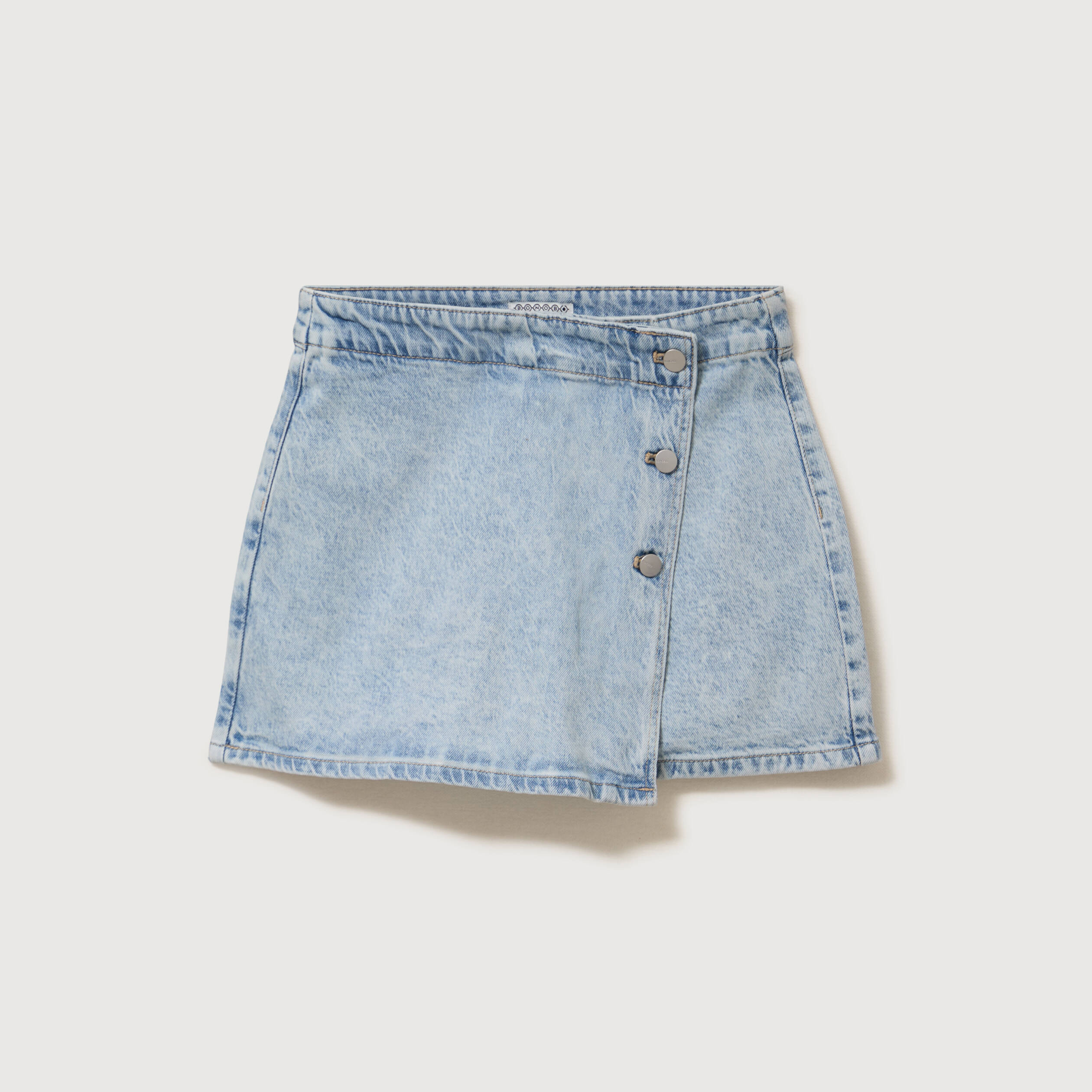 Jupe-short taille haute en jeans denim snow bleu femme
