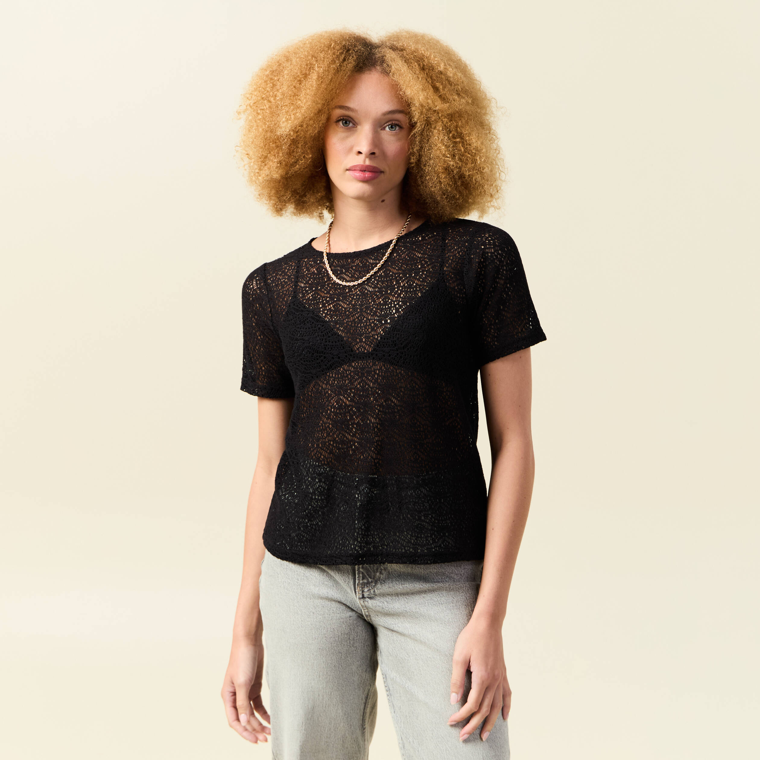 T-shirt manches courtes noir femme