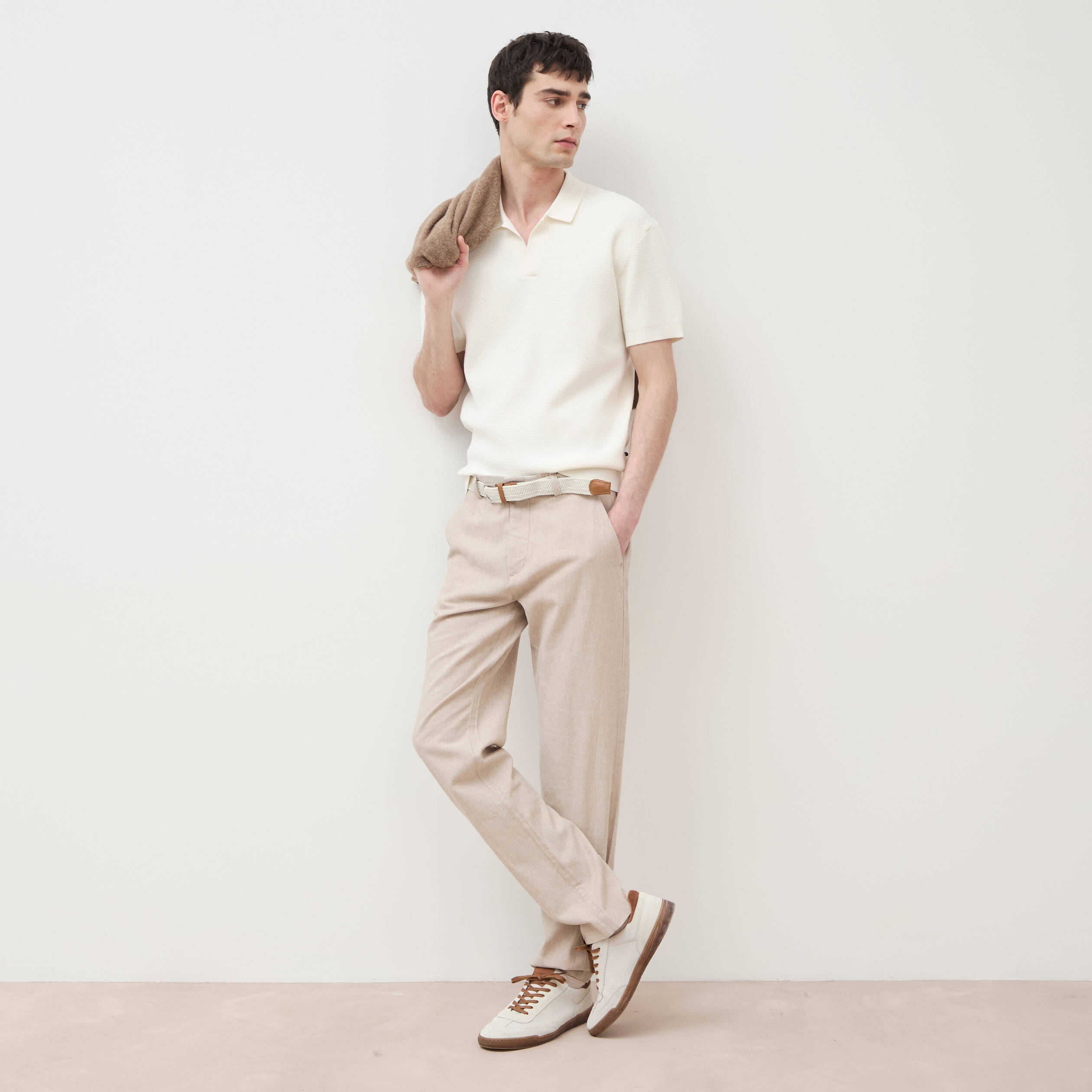 Chino coupe droite longueur 32 beige fonce homme