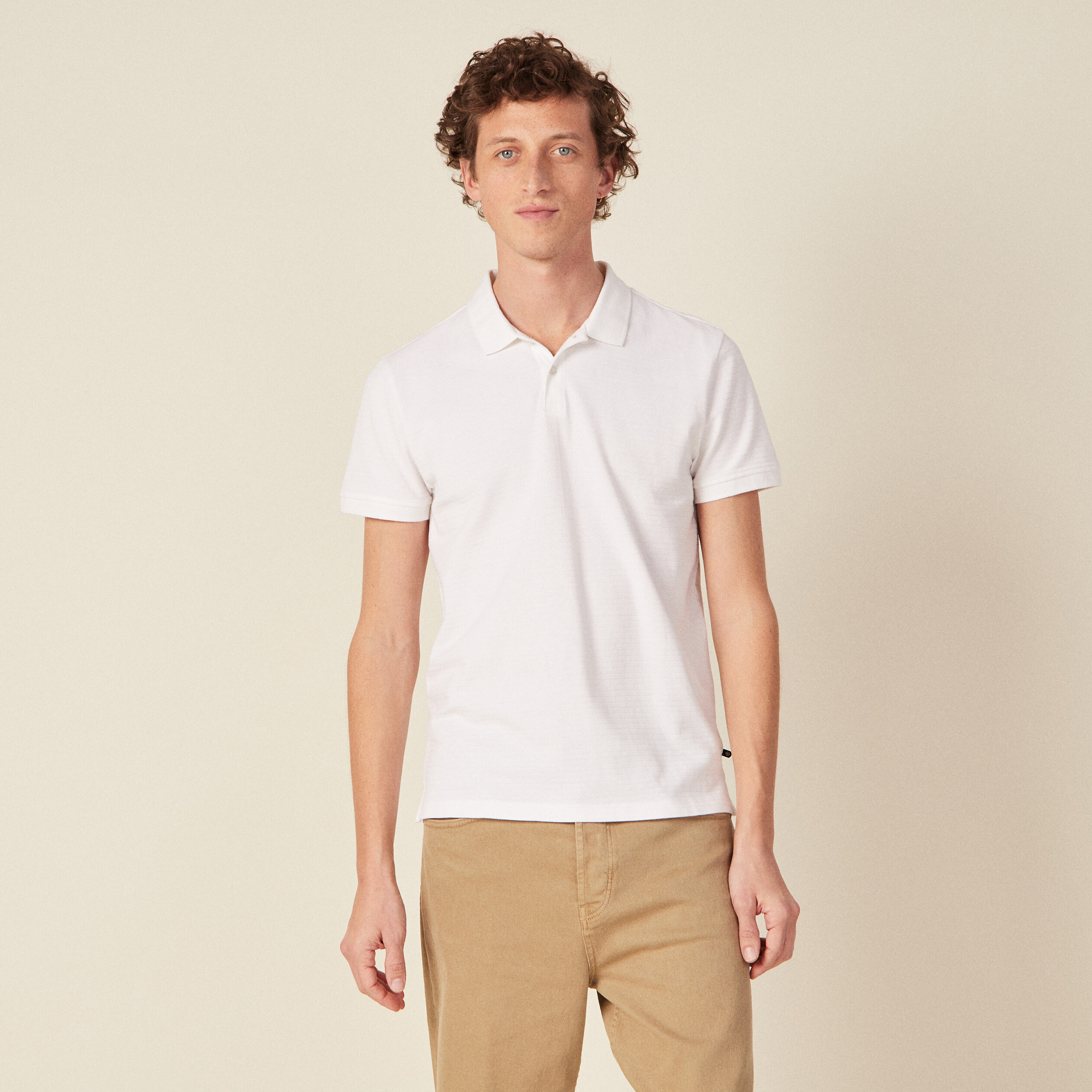 Polo manches courtes blanc homme