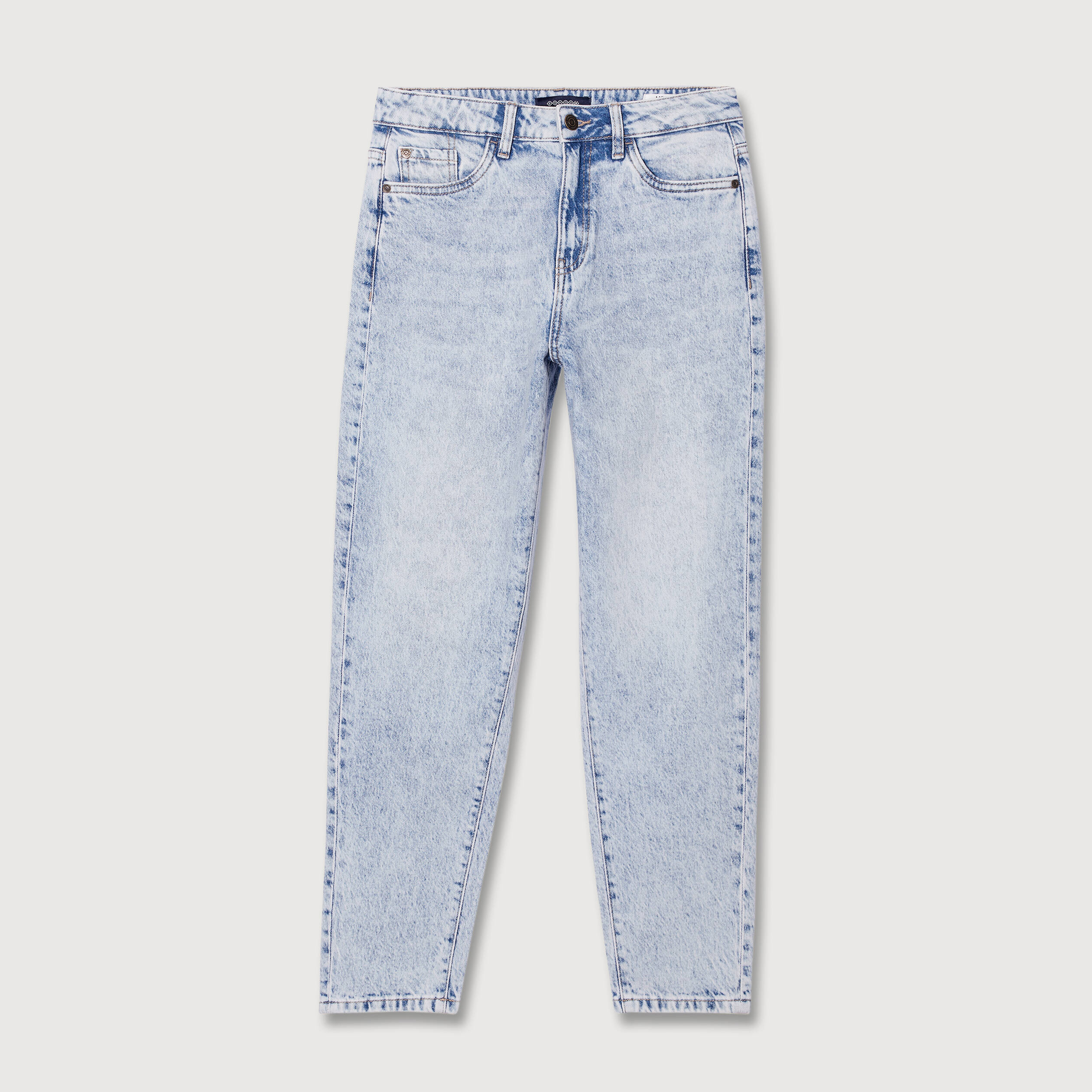 Jeans mom 7/8&egrave;me denim snow bleu femme