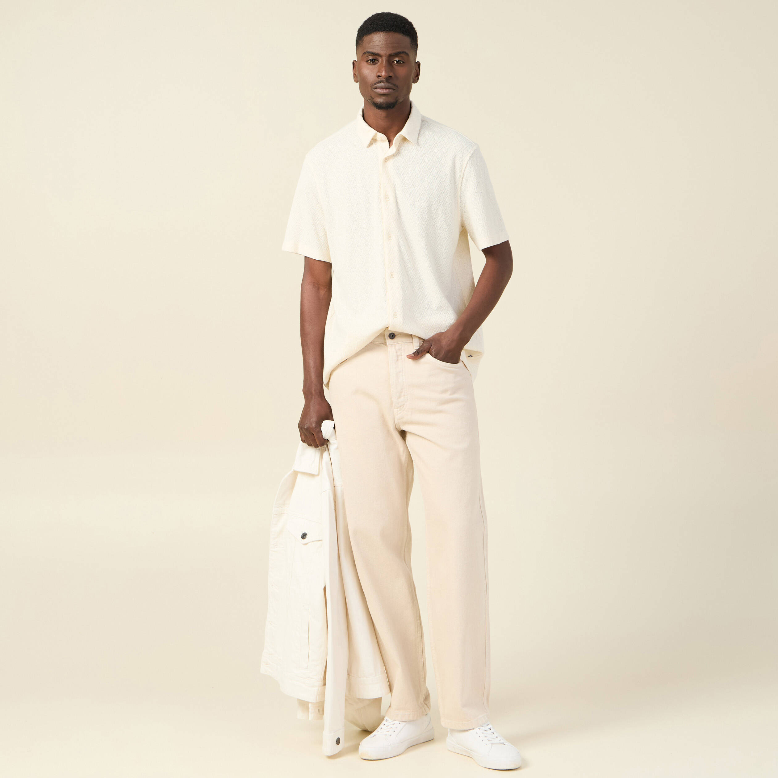 Chemise manches courtes ecru homme