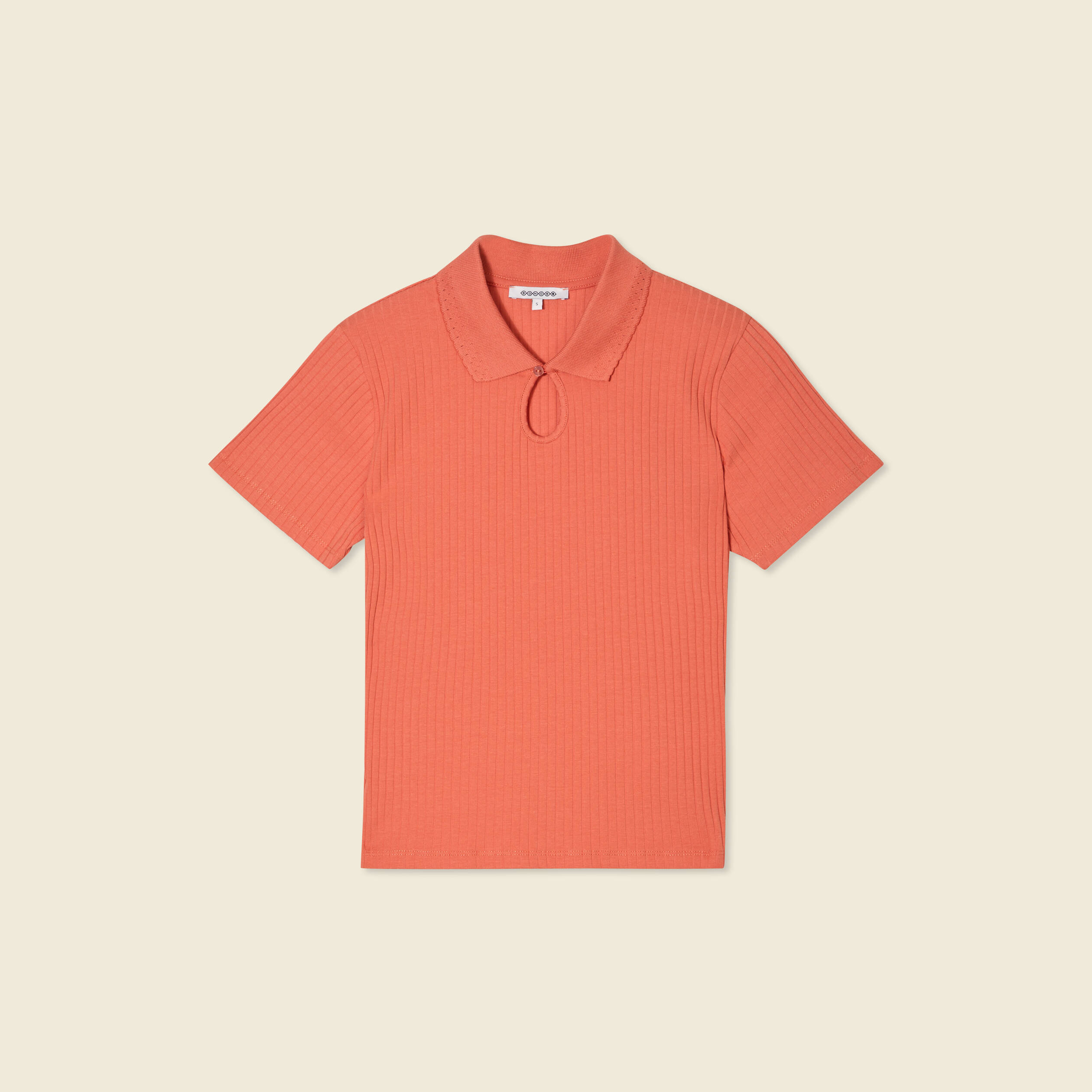 Polo manches courtes orange fonc&eacute; femme