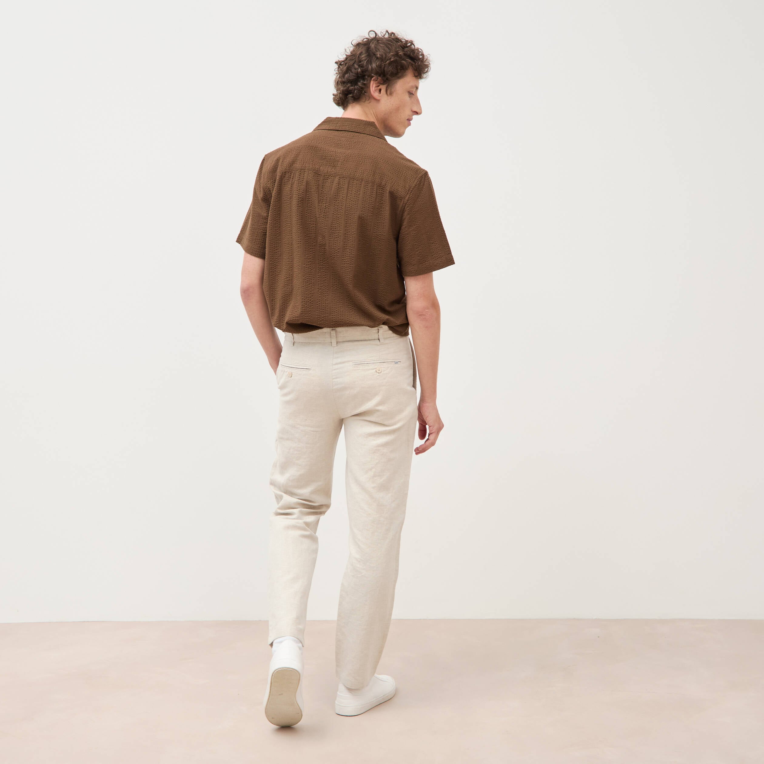 Chino coupe droite longueur 32 ecru homme