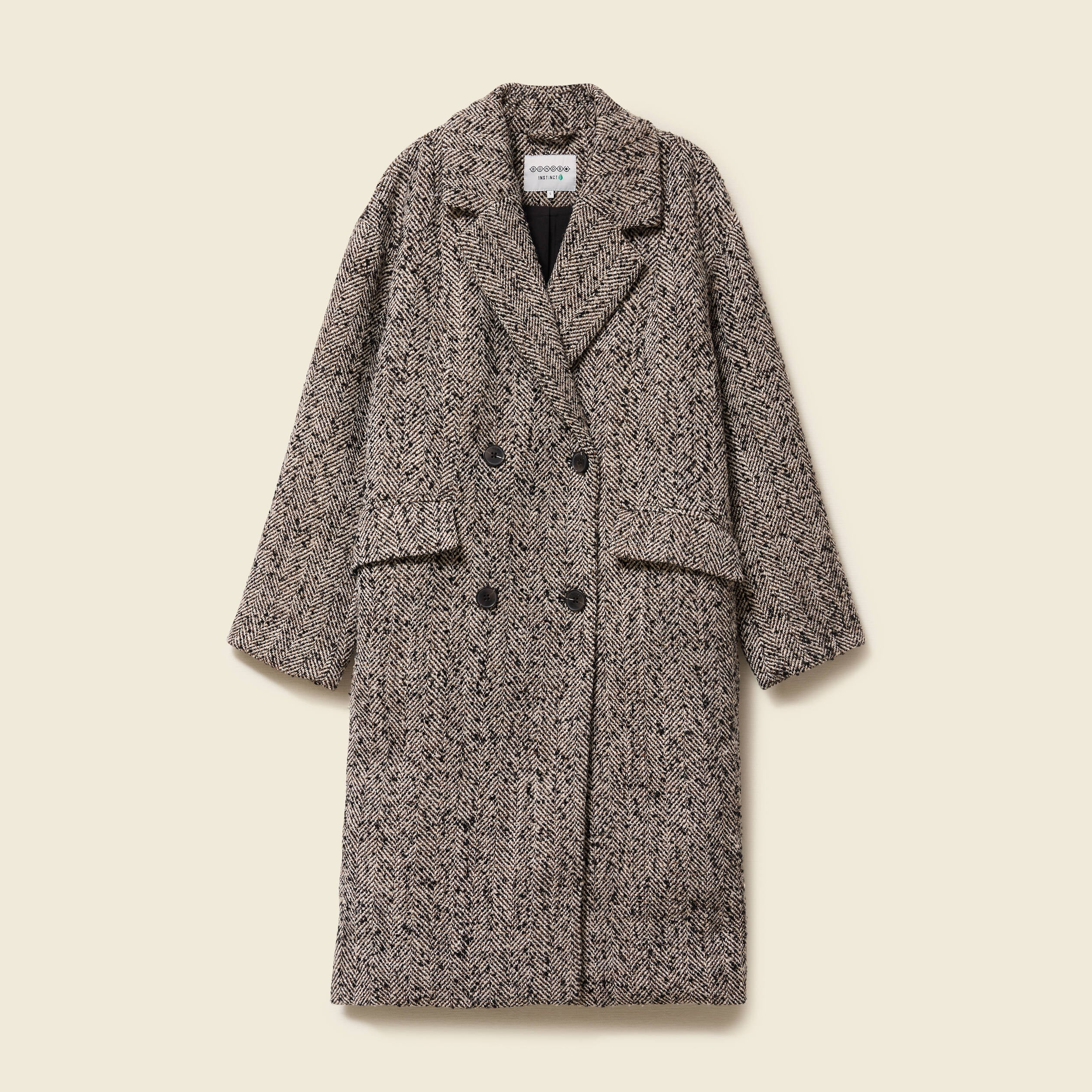 Manteau oversize col montant gris fonc&eacute; femme