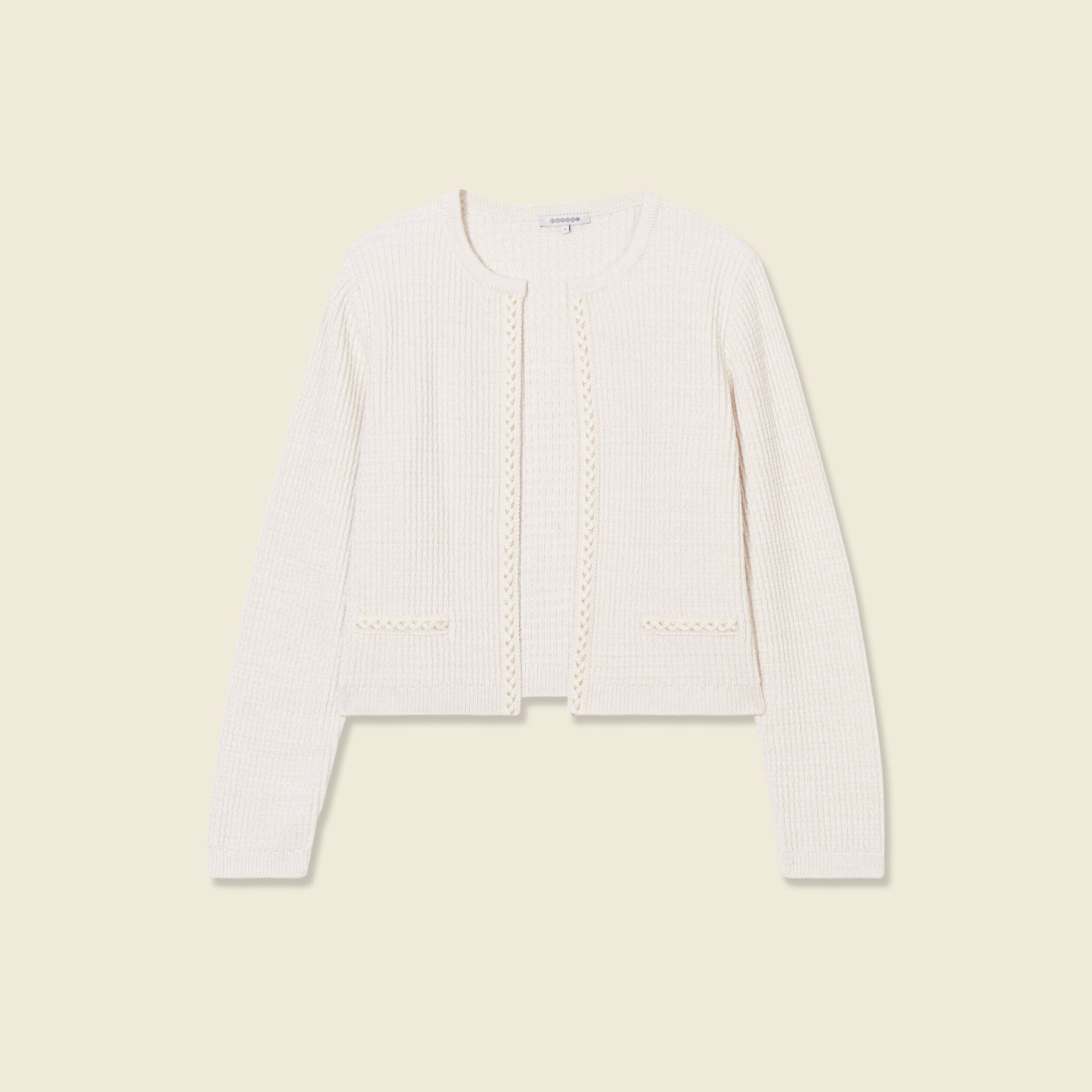 gilet manches longues creme femme Gilet manches longues creme femme