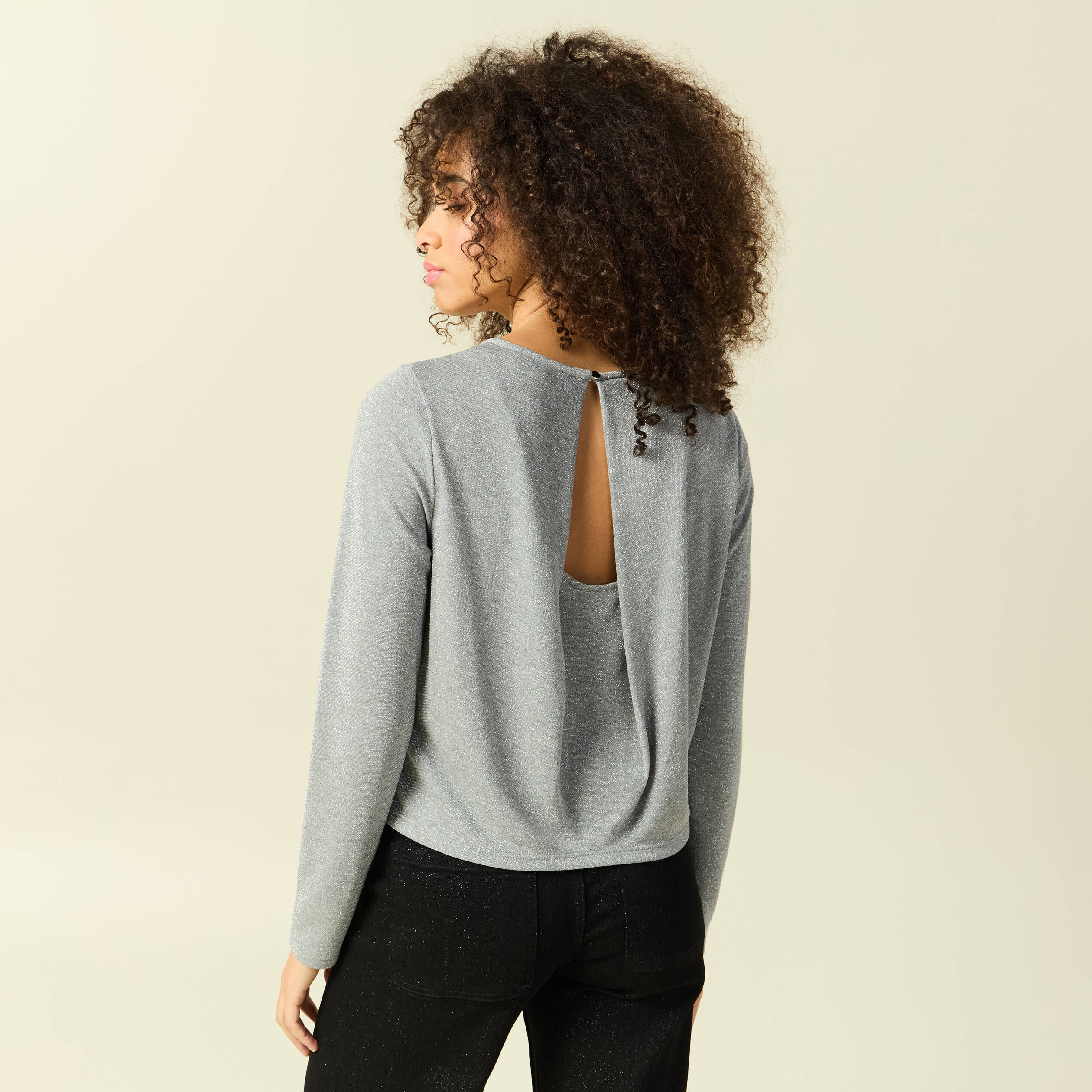 T-shirt manches longues gris femme
