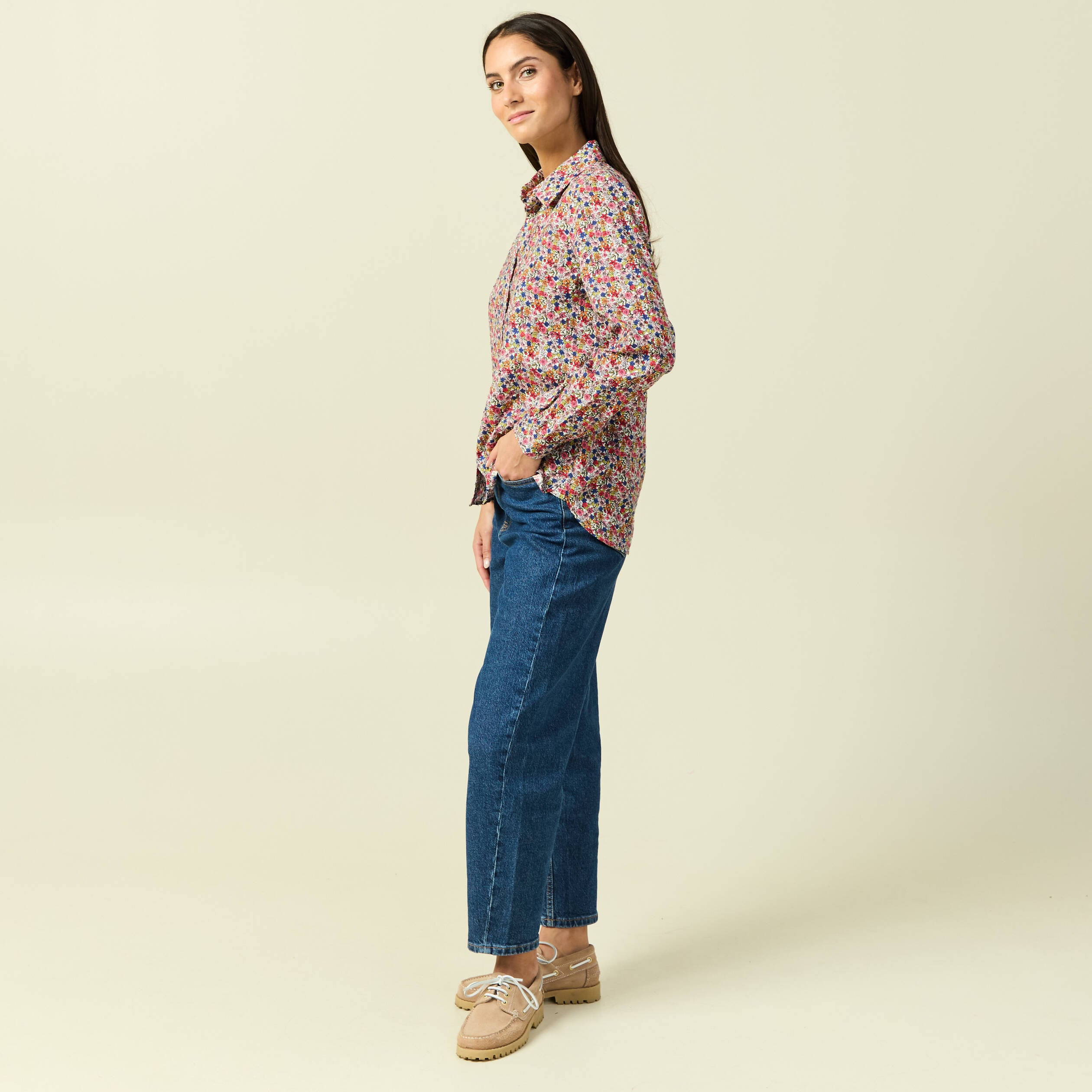 Chemise manches longues multicolore femme