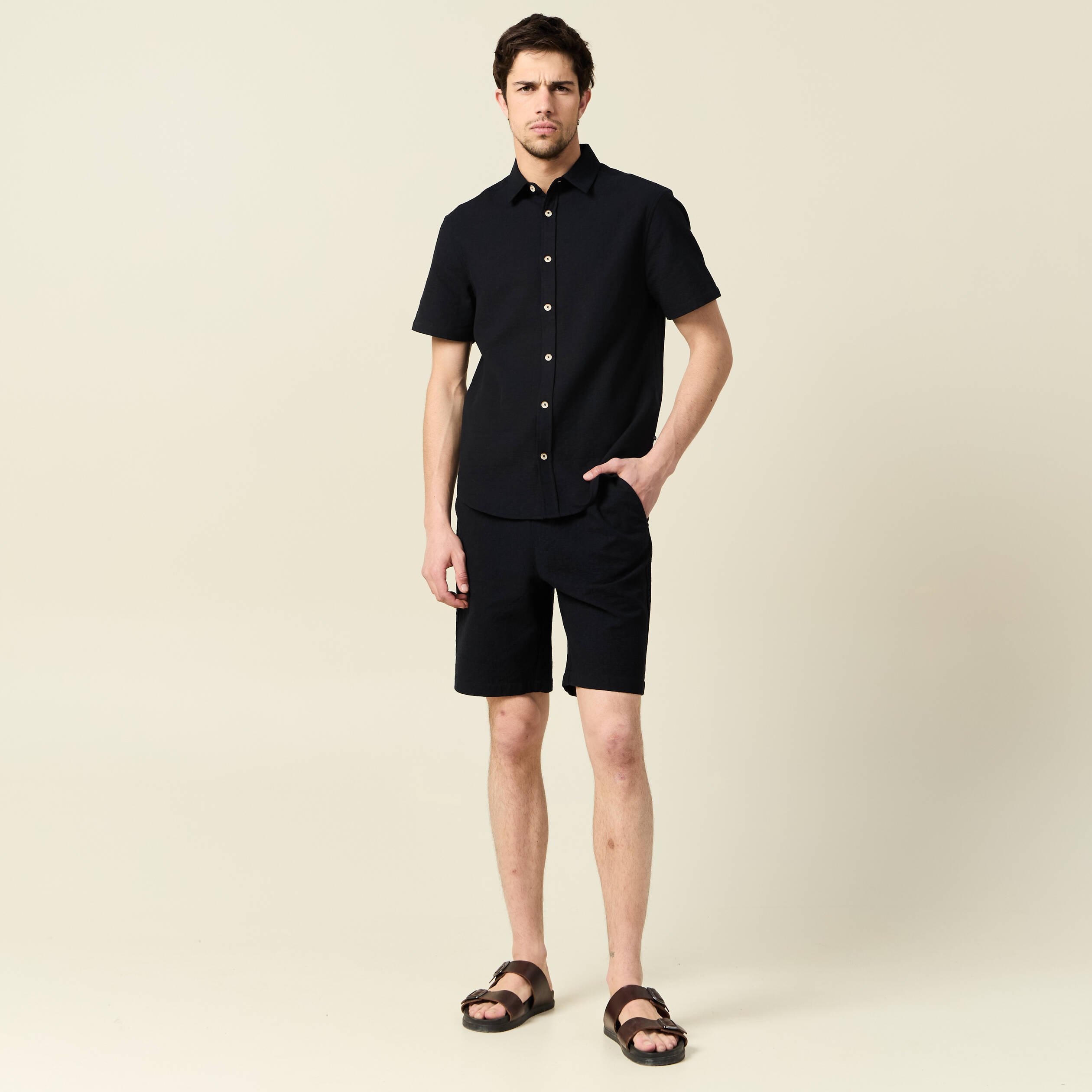 chemise manches courtes noir homme Chemise manches courtes noir homme