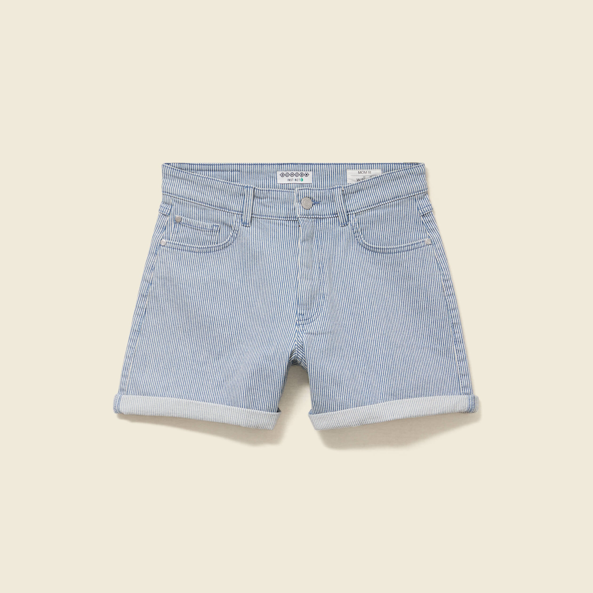 Short mom taille haute en jeans bleu marine femme