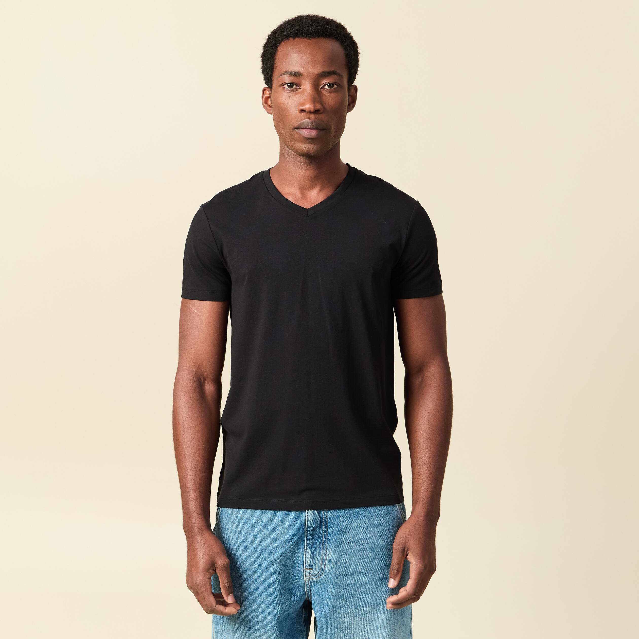 Lot de t-shirts col v manches courtes blanc homme