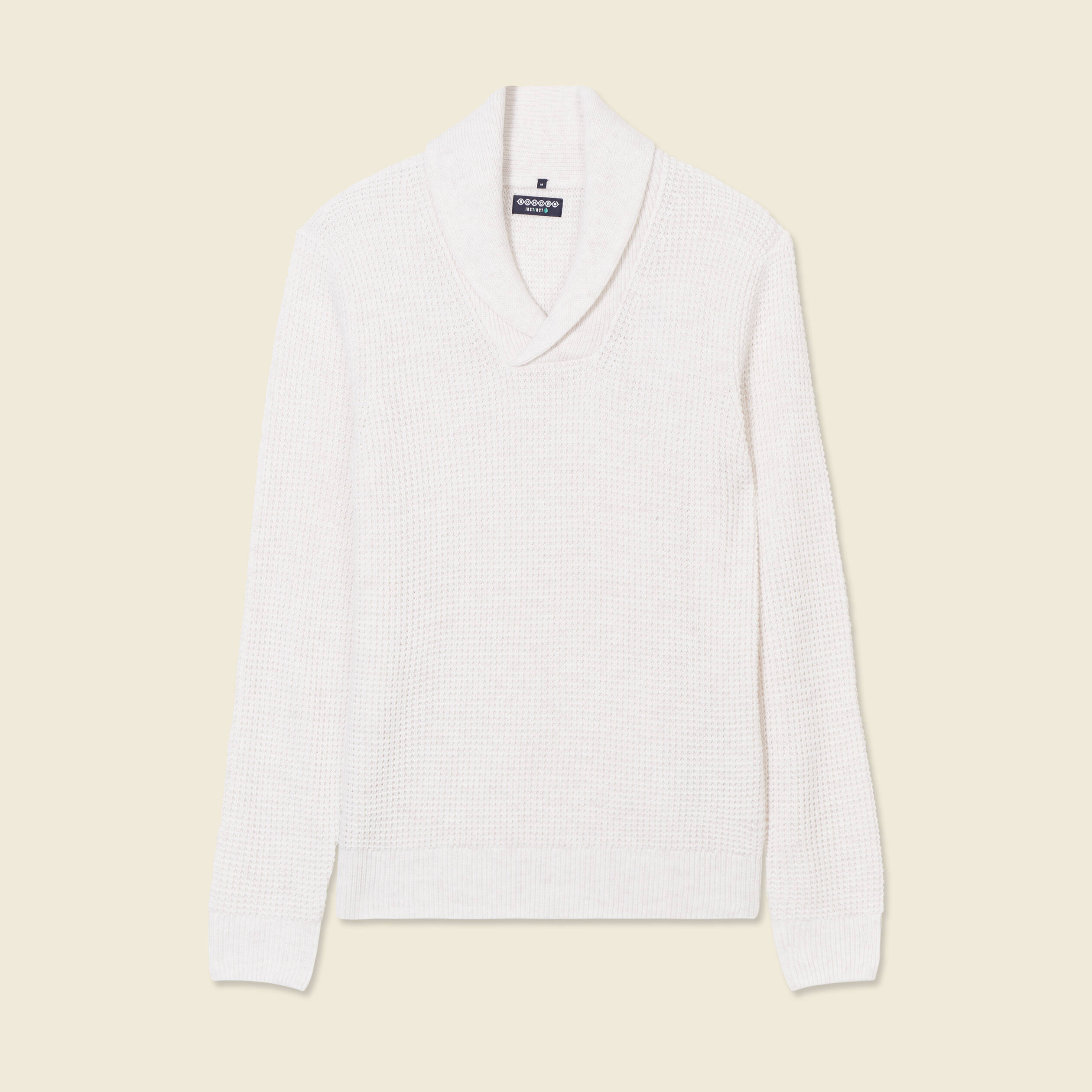 Pull manches longues col ch&acirc;le ecru homme