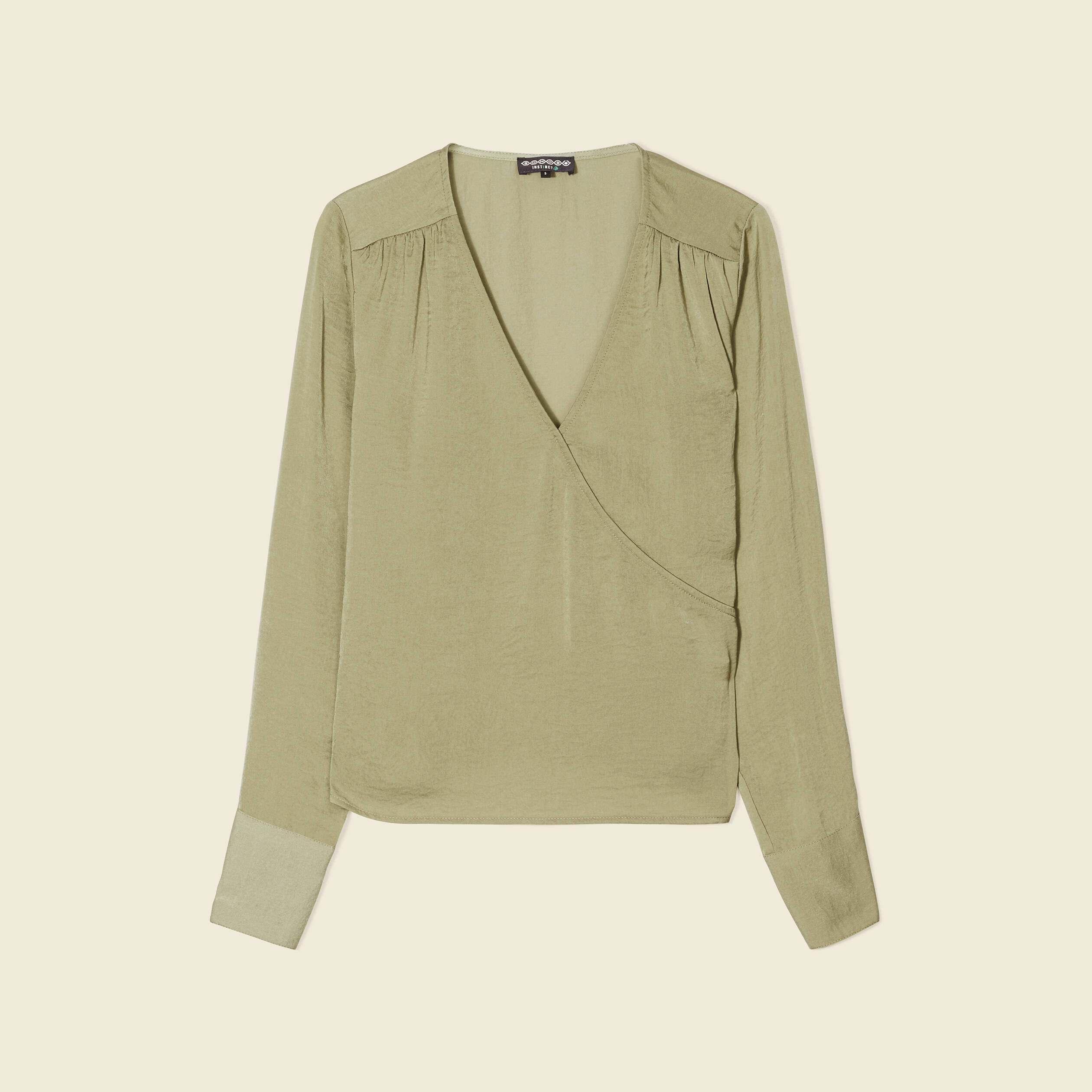 blouse satin eco responsable vert kaki femme Blouse satin éco-responsable vert kaki femme
