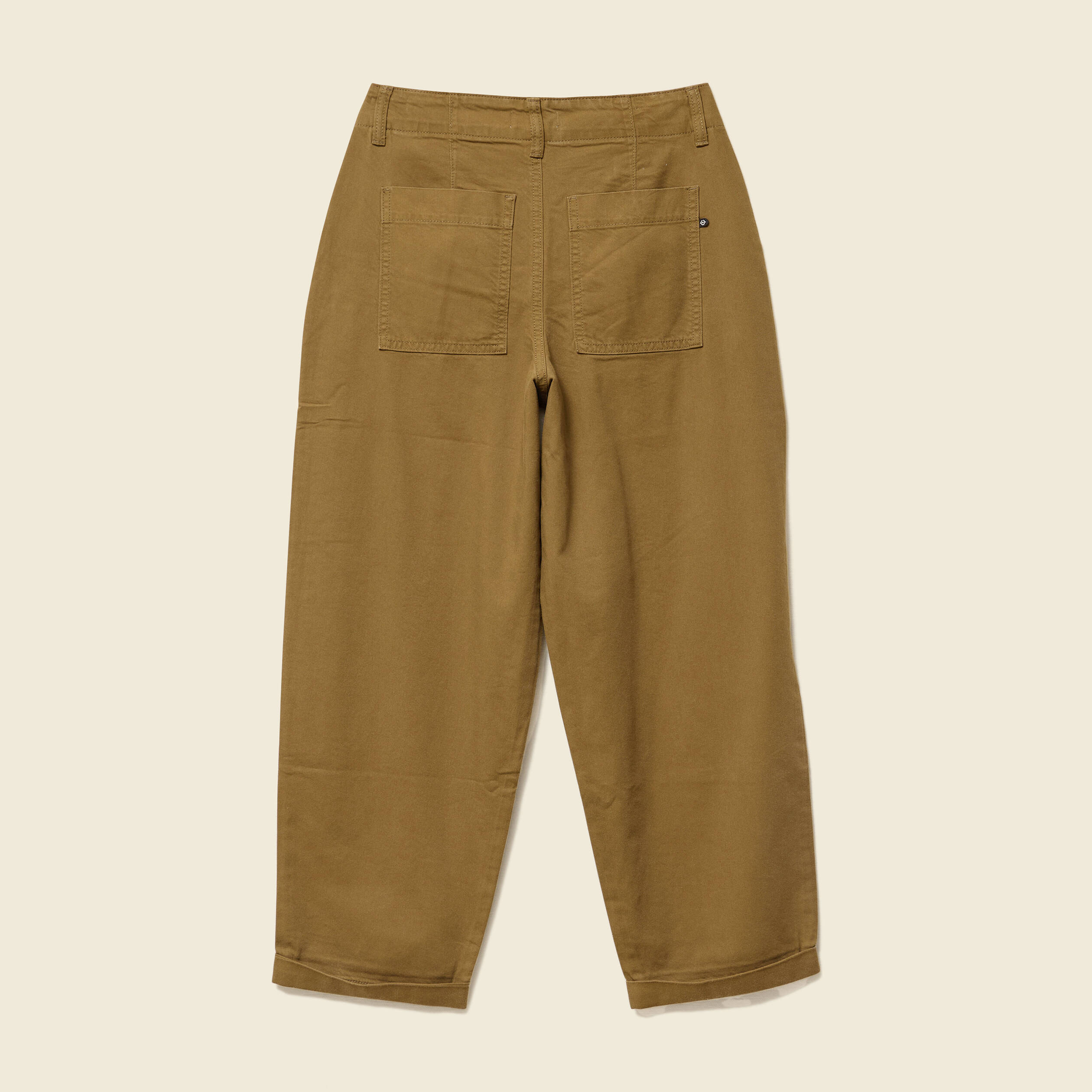 Jeans barrel taille haute 7/8&egrave;me vert kaki femme
