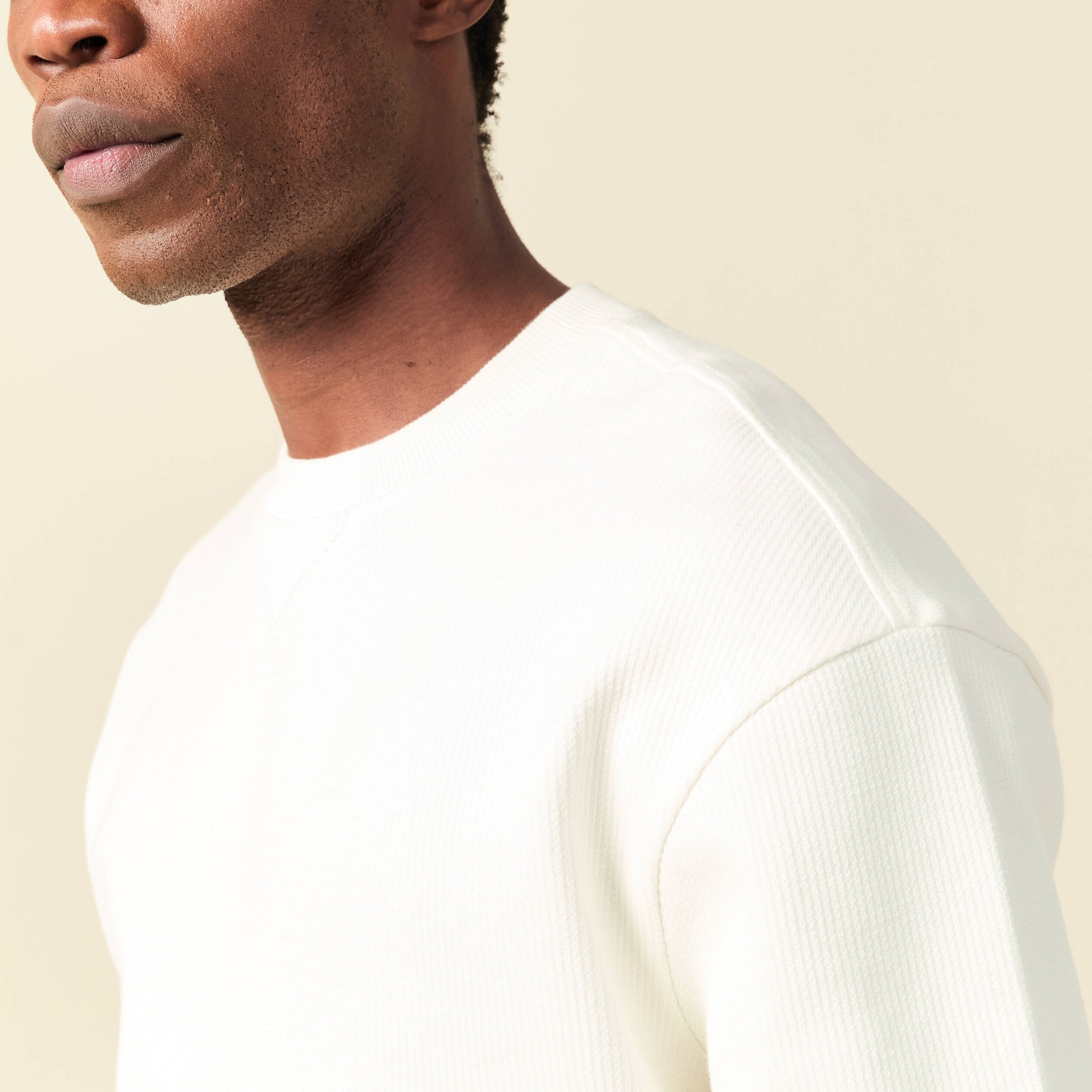 Sweat manches longues col rond ecru homme
