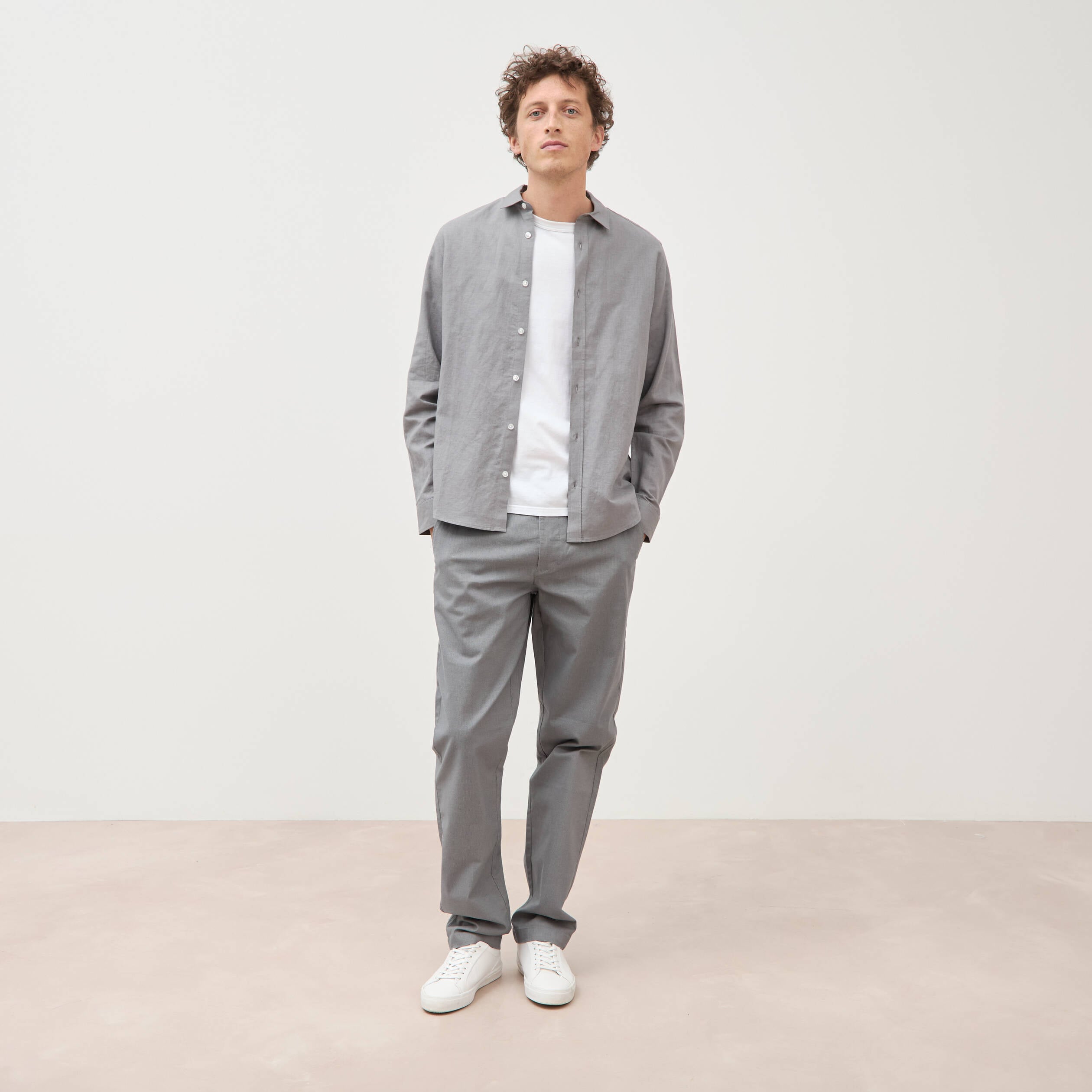 Chemise manches longues gris homme