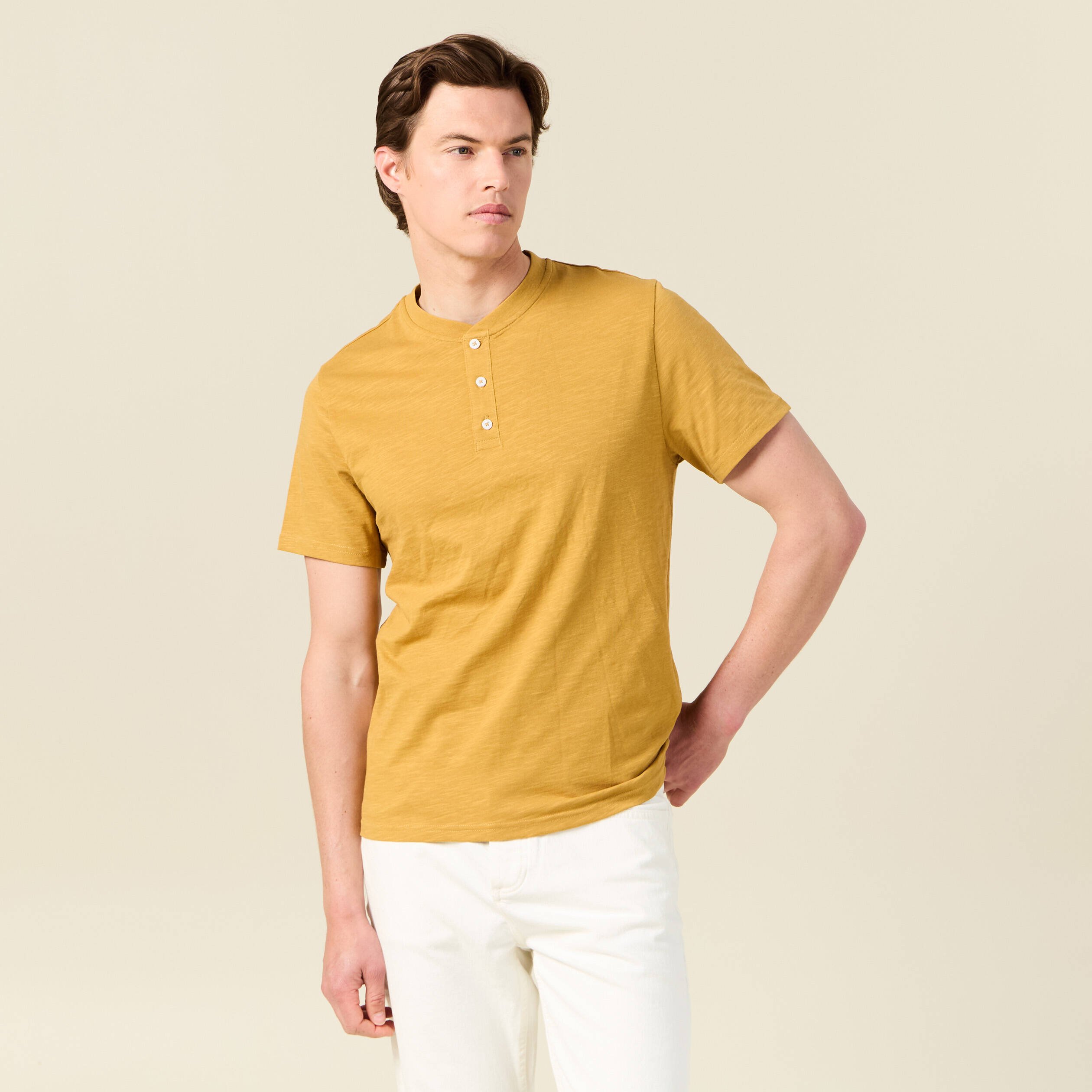 t shirt eco responsable jaune moutarde homme T-shirt éco-responsable jaune moutarde homme