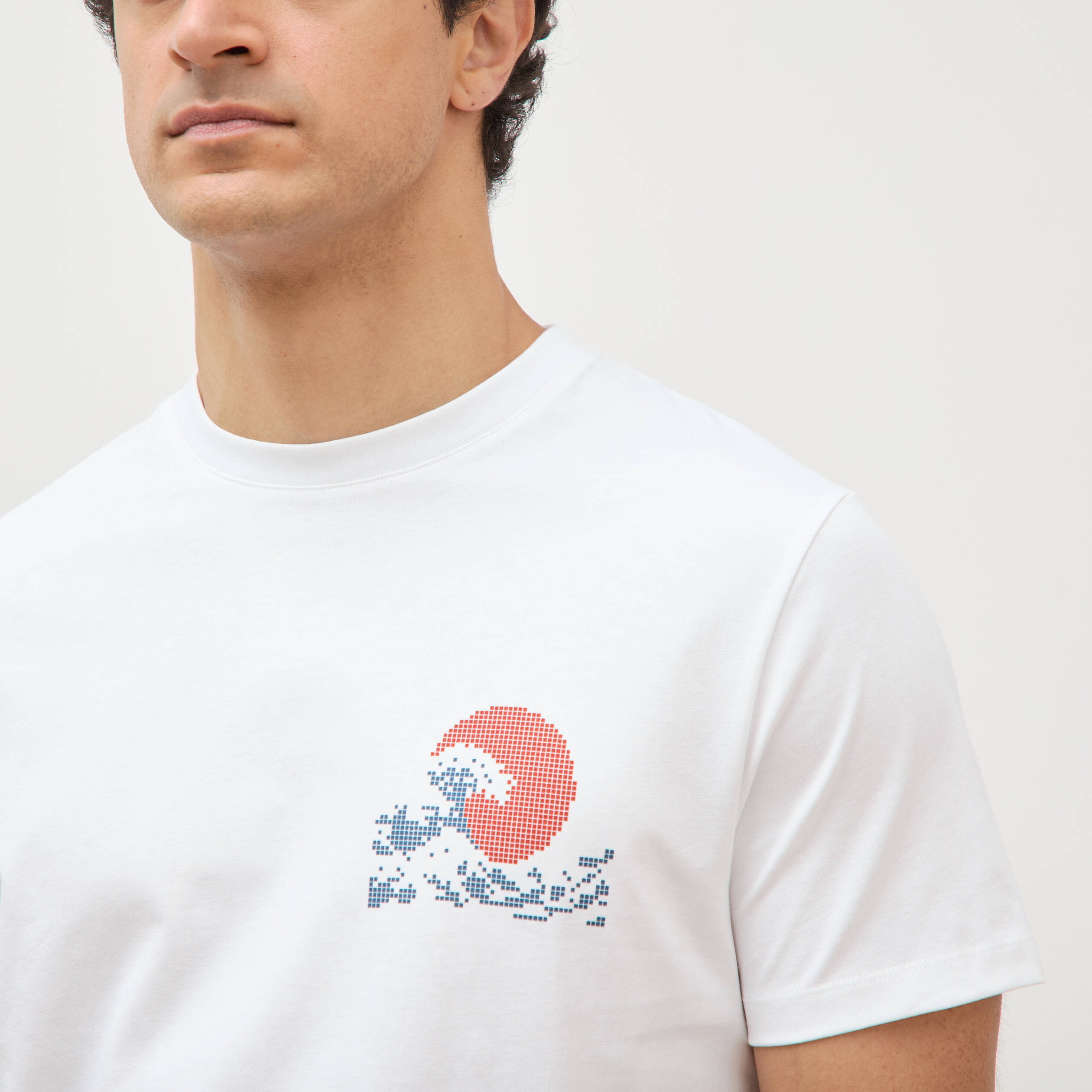 T-shirt droit en coton manches courtes blanc homme
