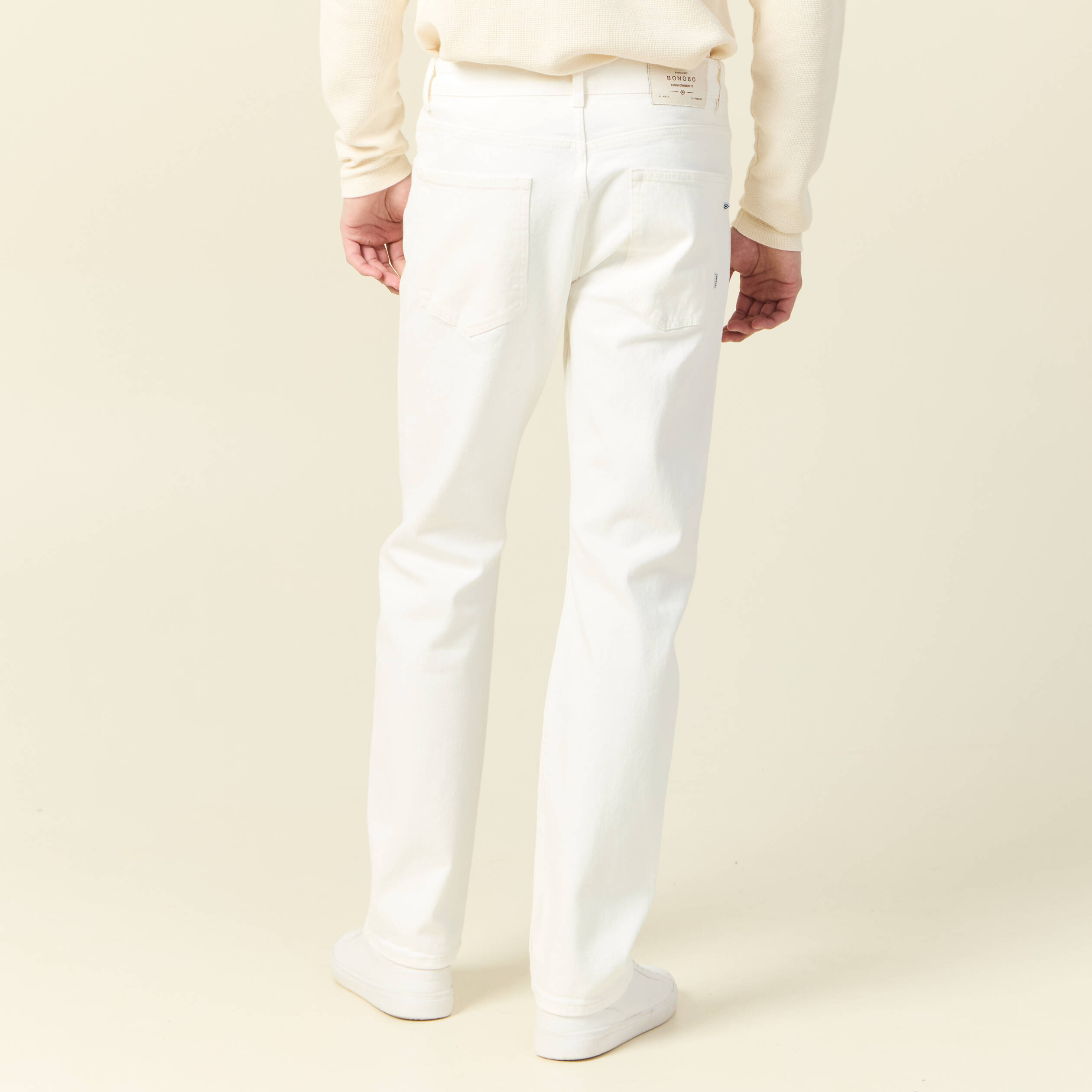 Jeans regular 5 poches denim blanc homme