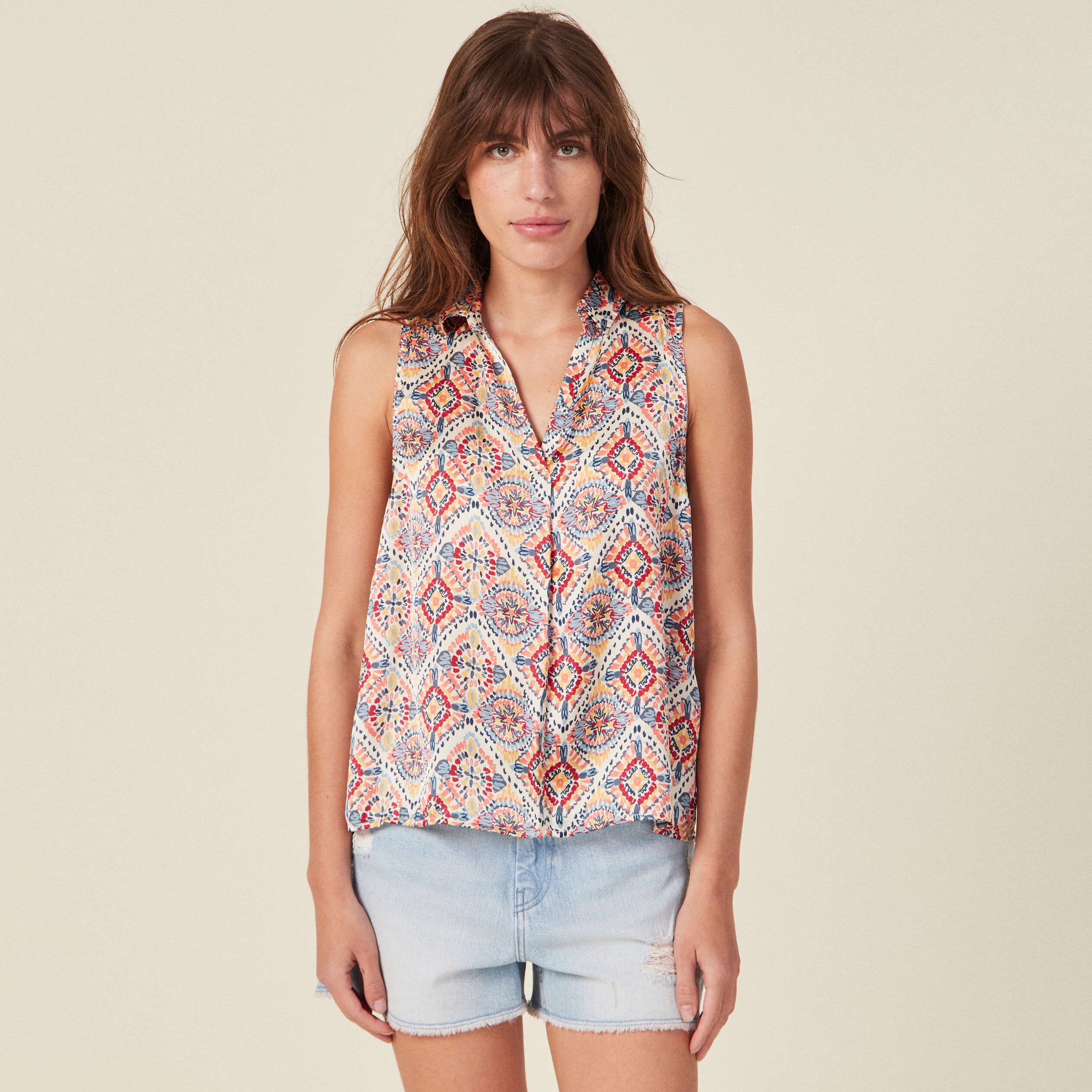 Blouse sans manches multicolore femme