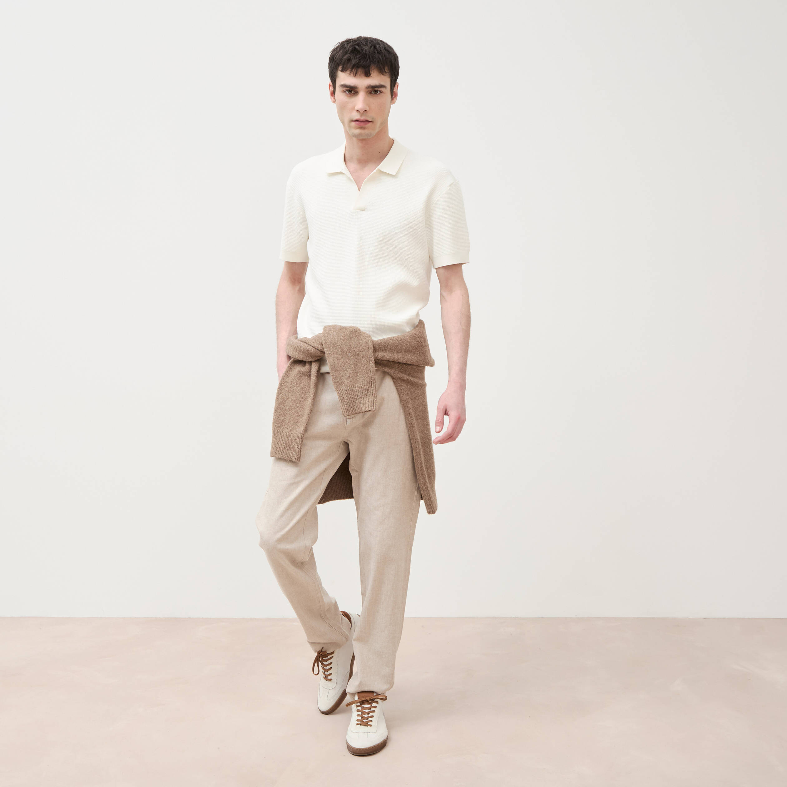 Chino coupe droite longueur 32 beige fonce homme