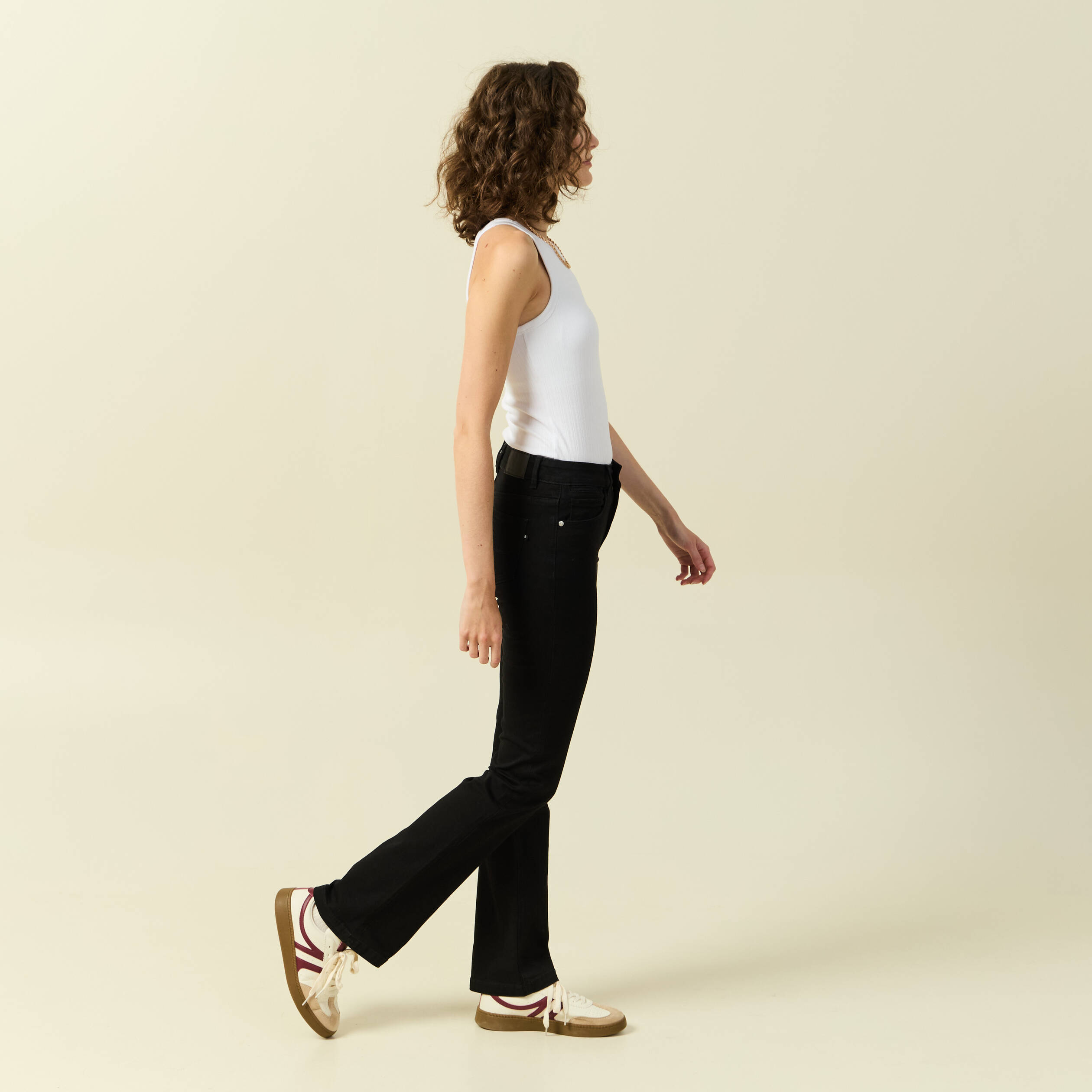 Jeans bootcut taille haute denim noir femme