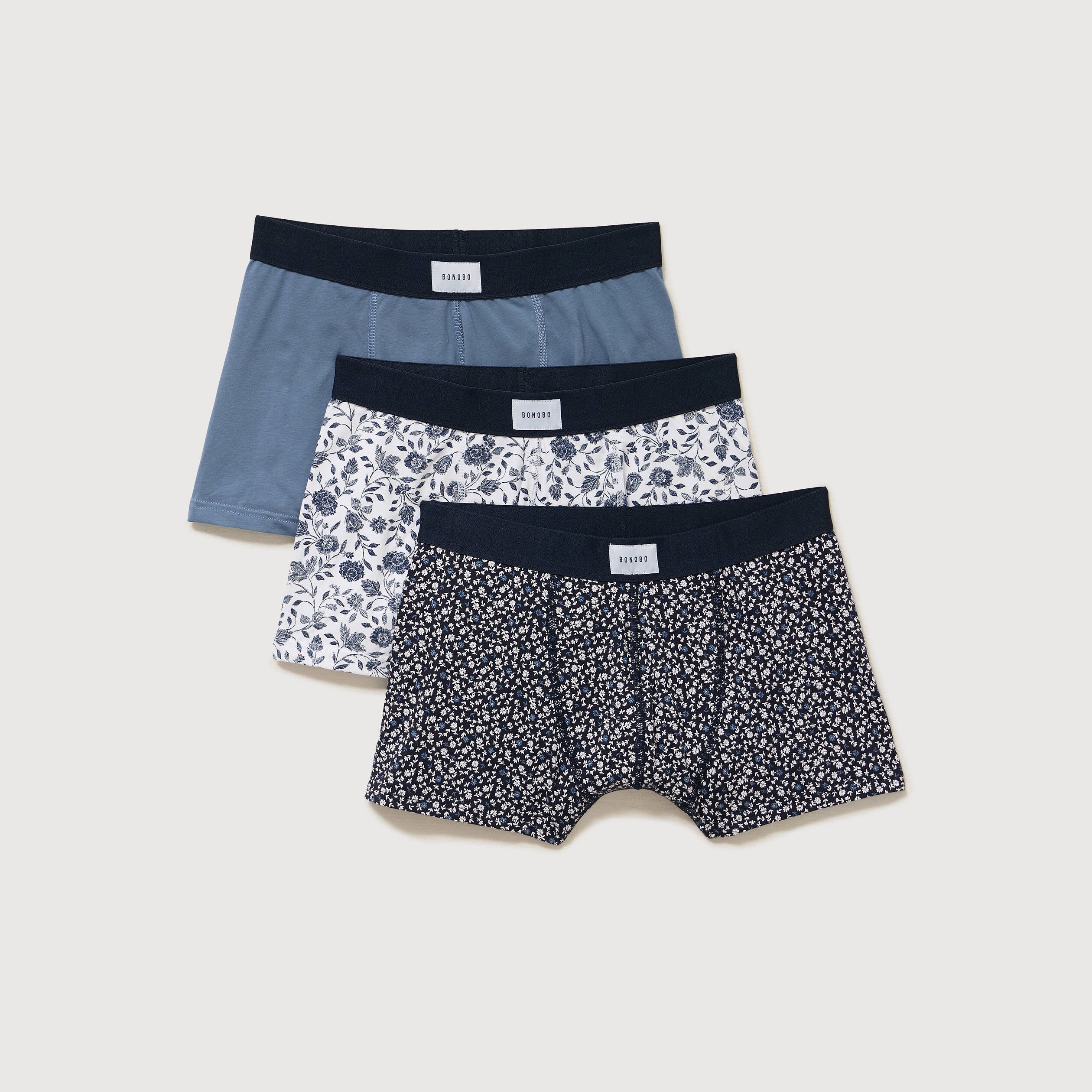 Lot de 3 boxers bleu fonc&eacute; homme