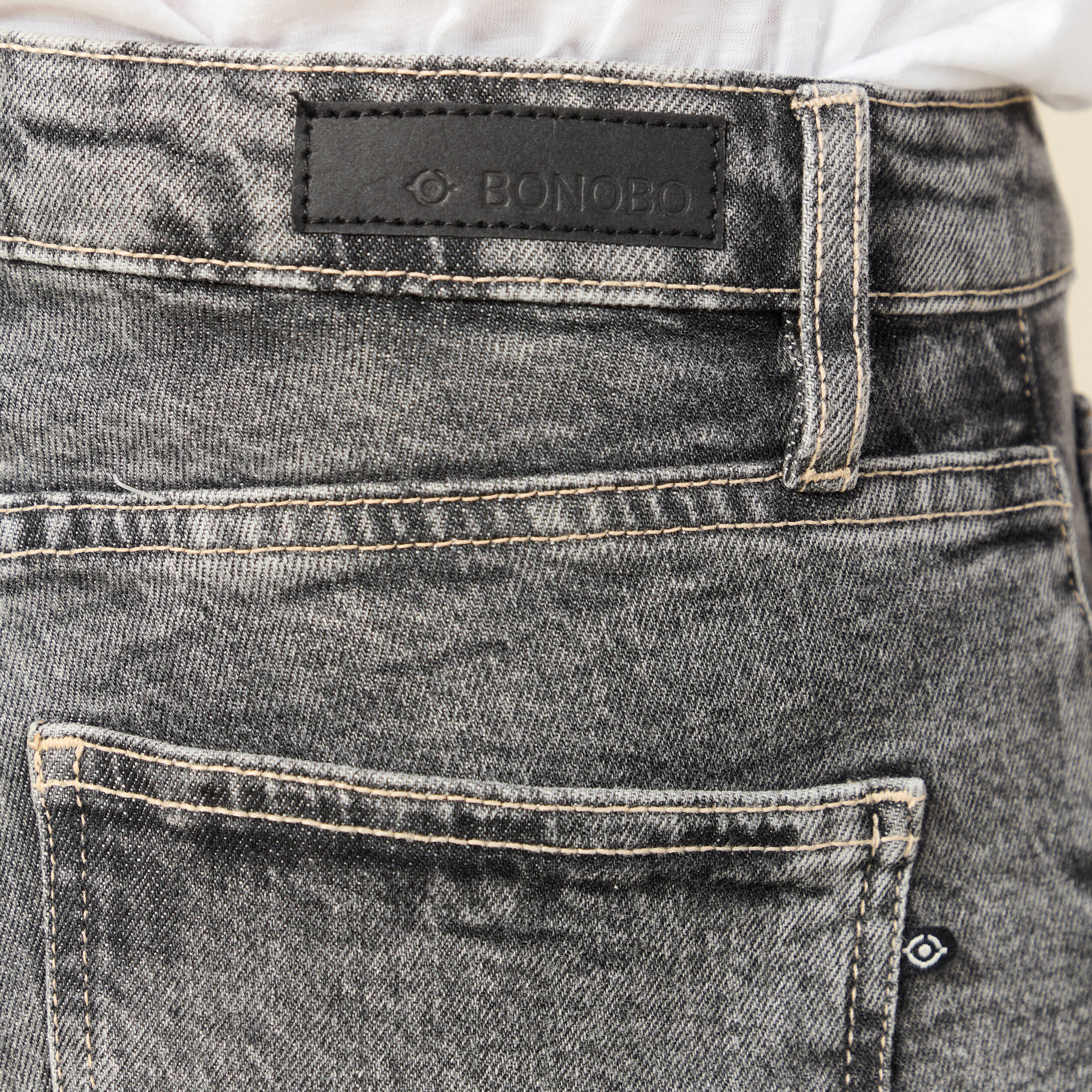 Jeans slim 7/8&egrave;me taille haute denim gris femme