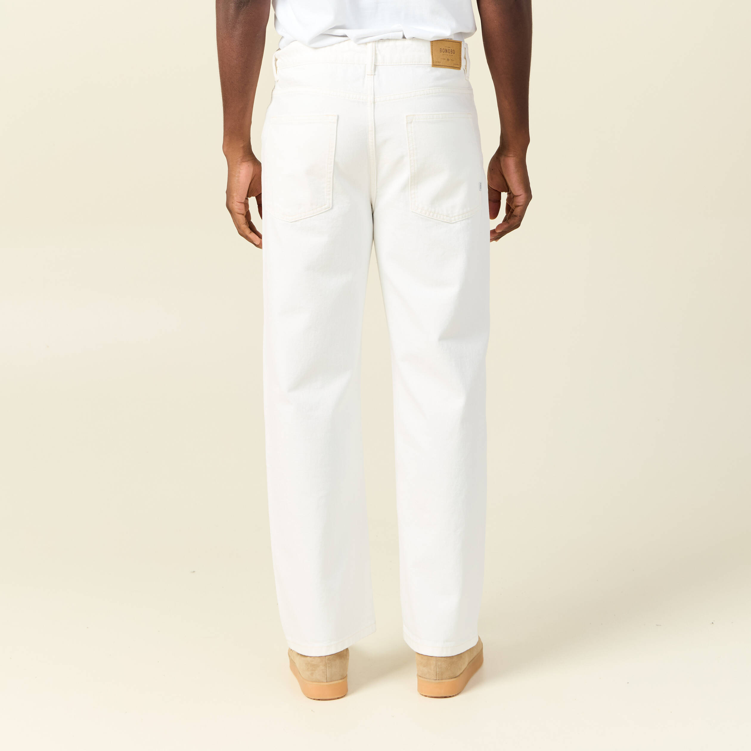jeans loose 5 poches denim blanc homme Jeans loose 5 poches denim blanc homme
