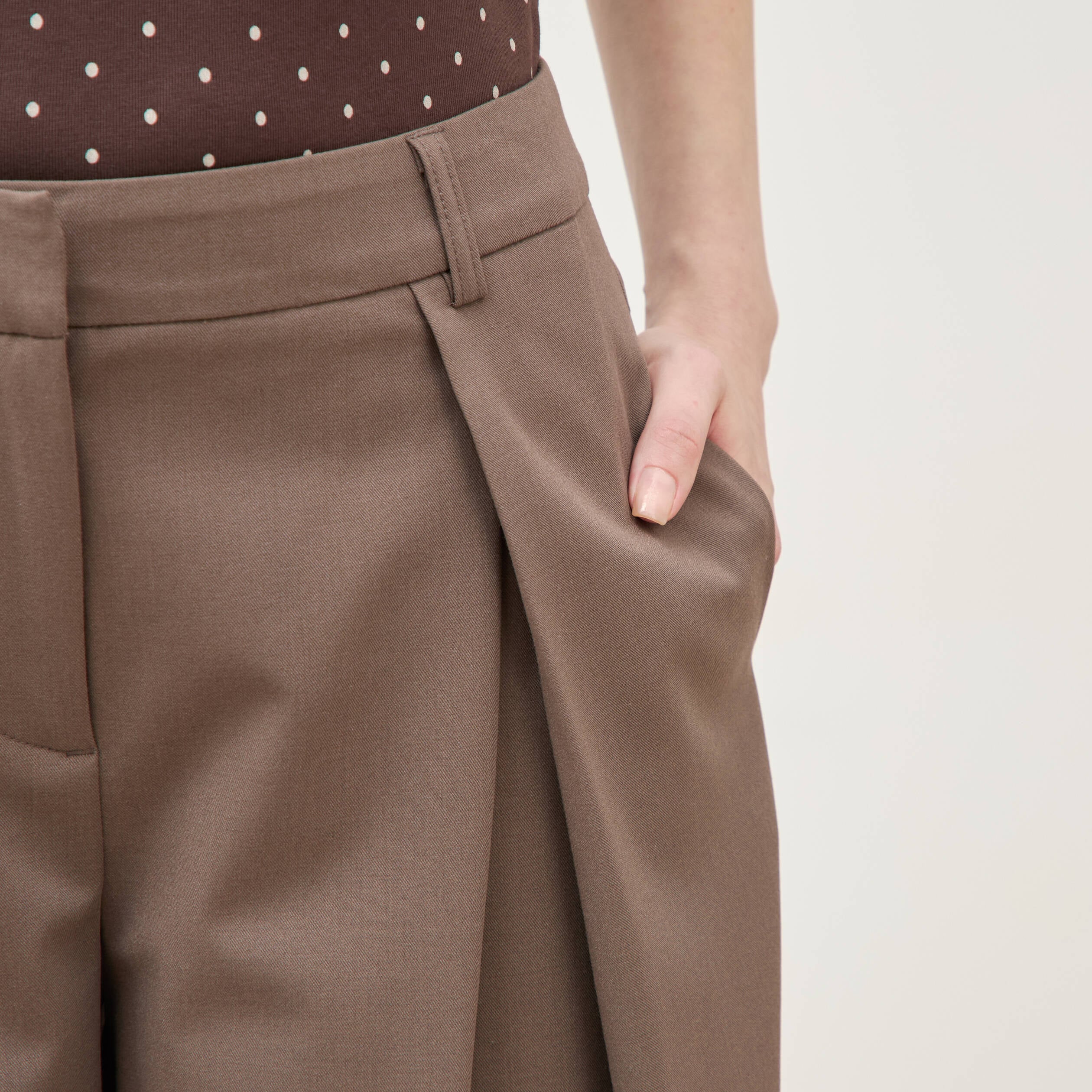 Pantalon large taille standard marron femme