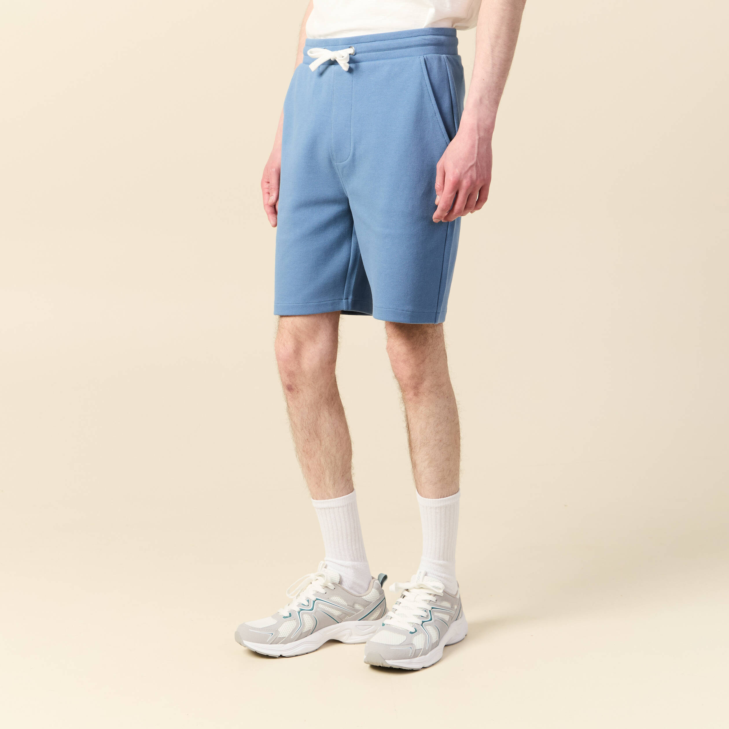 short eco responsable bleu gris homme Short éco-responsable bleu gris homme