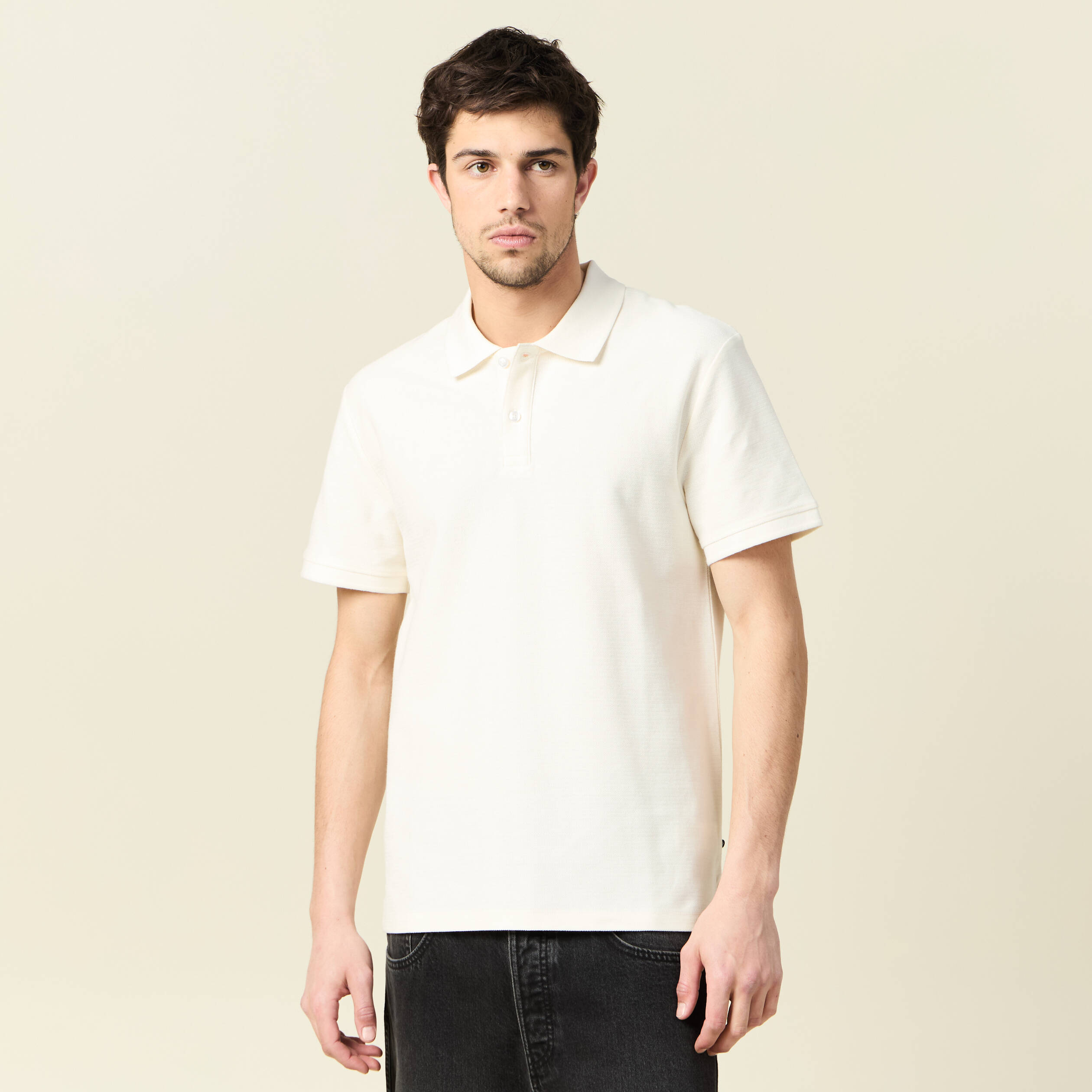 Polo manches courtes ecru homme