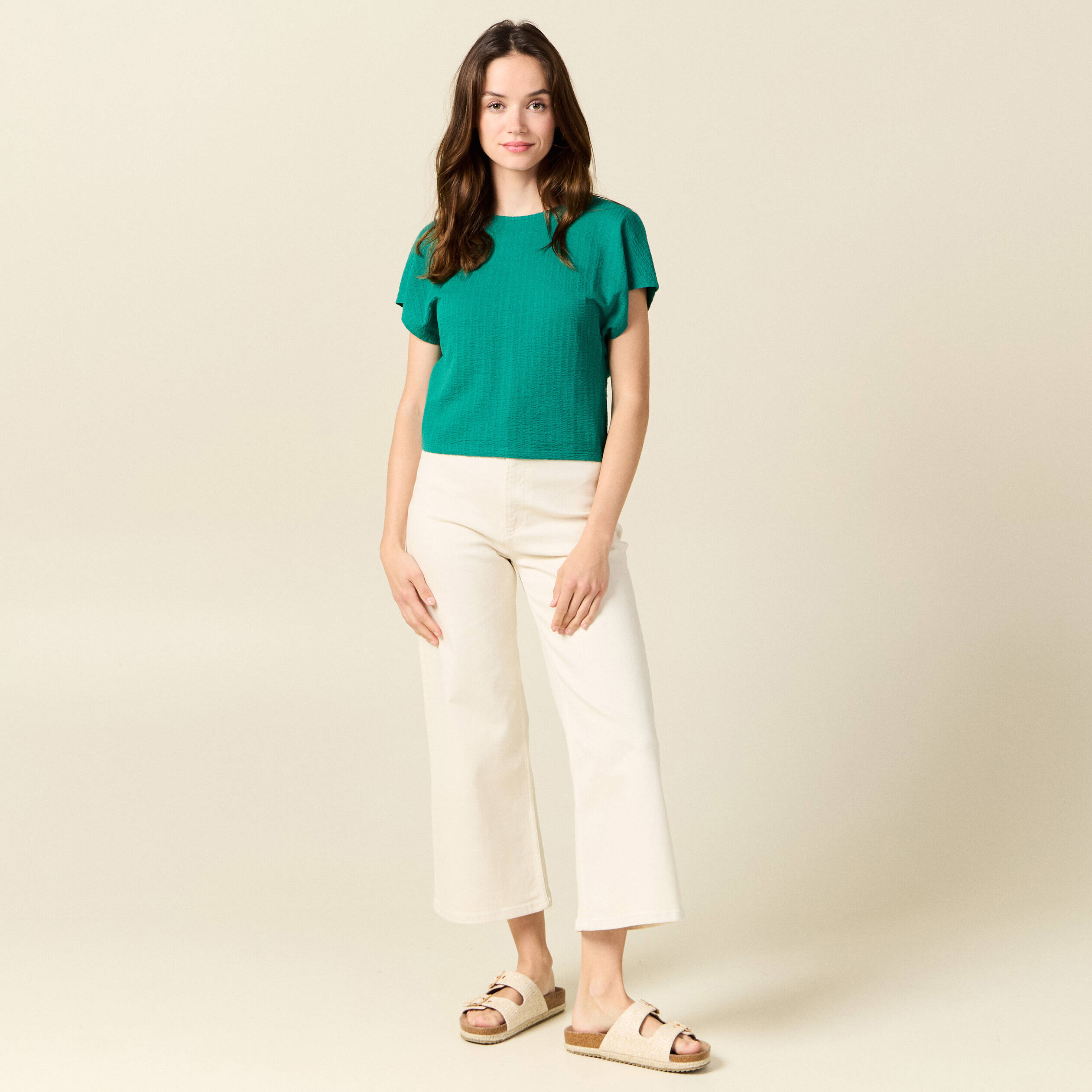 t shirt manches courtes vert turquoise femme T-shirt manches courtes vert turquoise femme