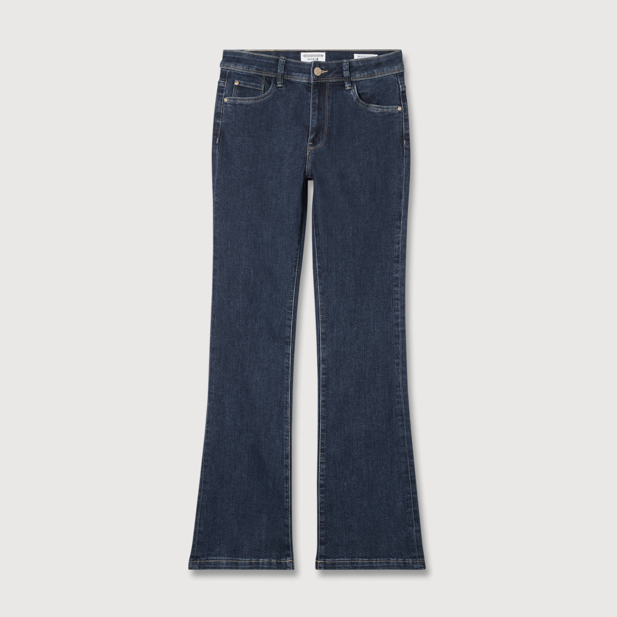 Jeans bootcut taille haute denim brut femme