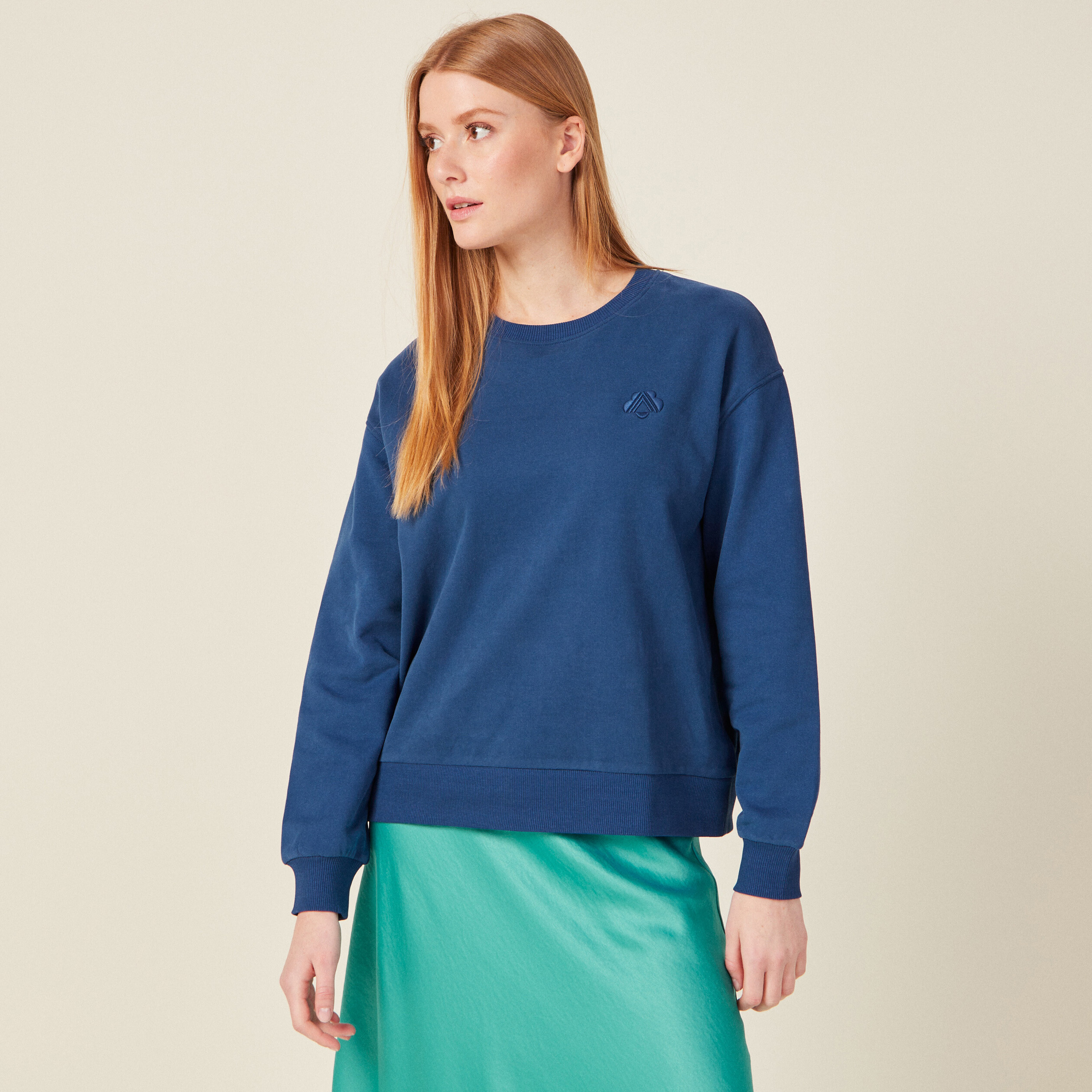 Sweat manches longues bleu marine femme