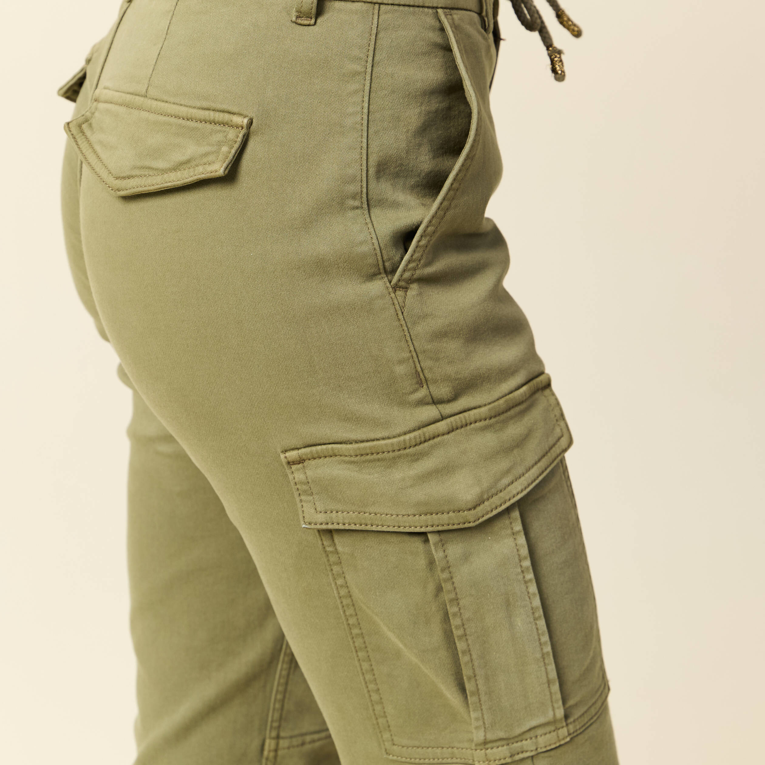 Pantalon Cargo BHS Y2K - Vert Olive - Taille 14 (court) - Femme - Style Combat - Occasion TB