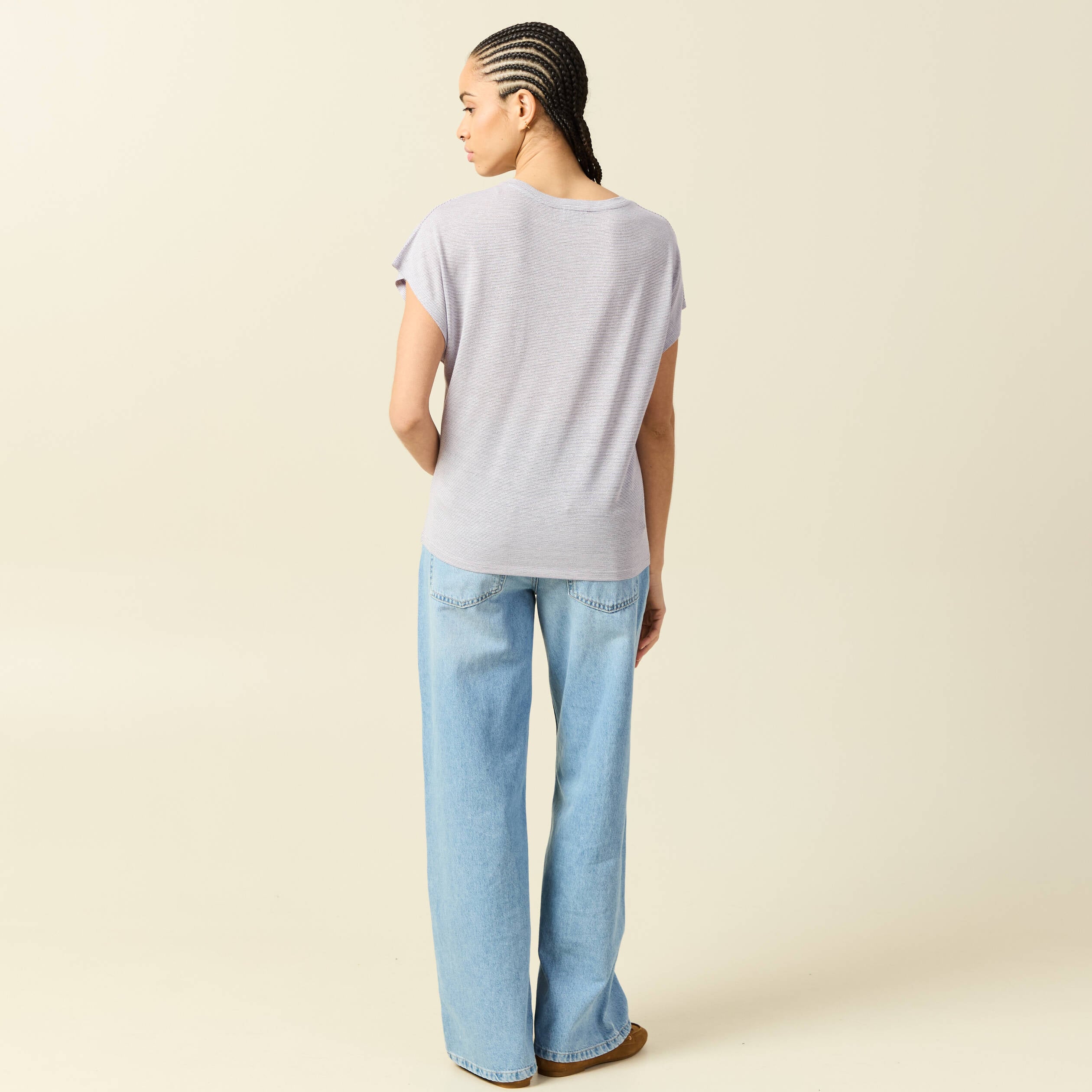 T-shirt col rond manches courtes parme femme