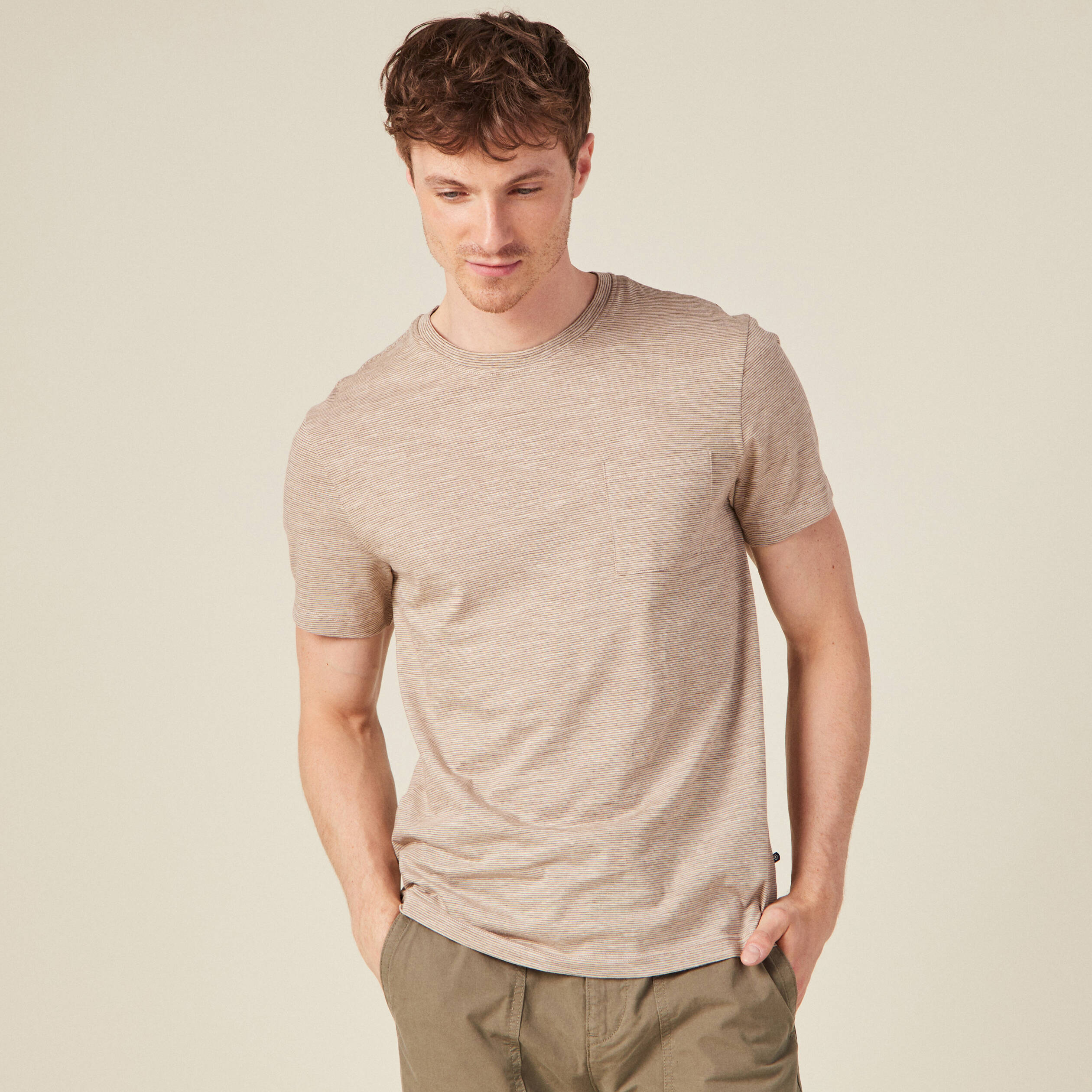 T-shirt manches courtes marron foncé homme