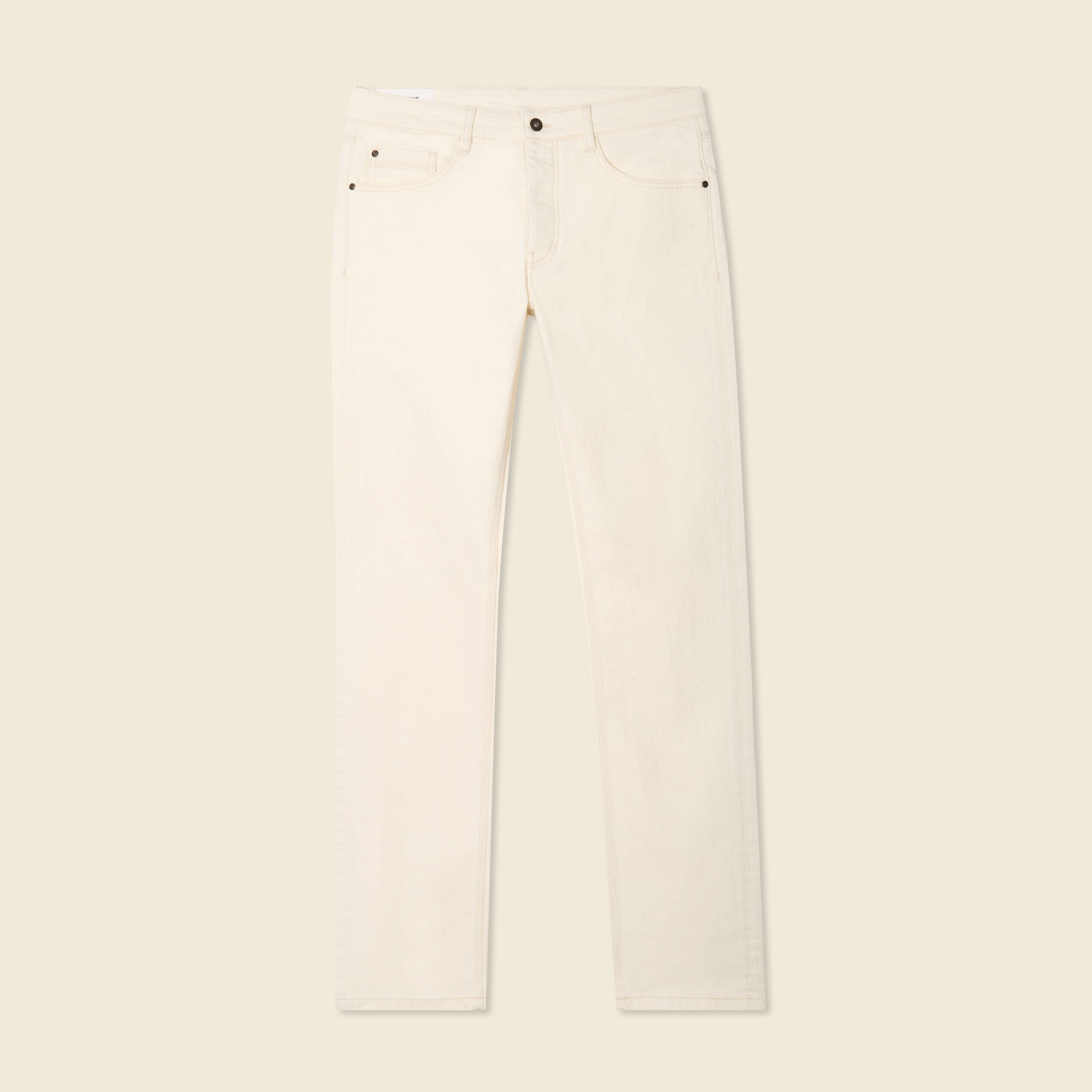 Jeans straight 5 poches ecru homme