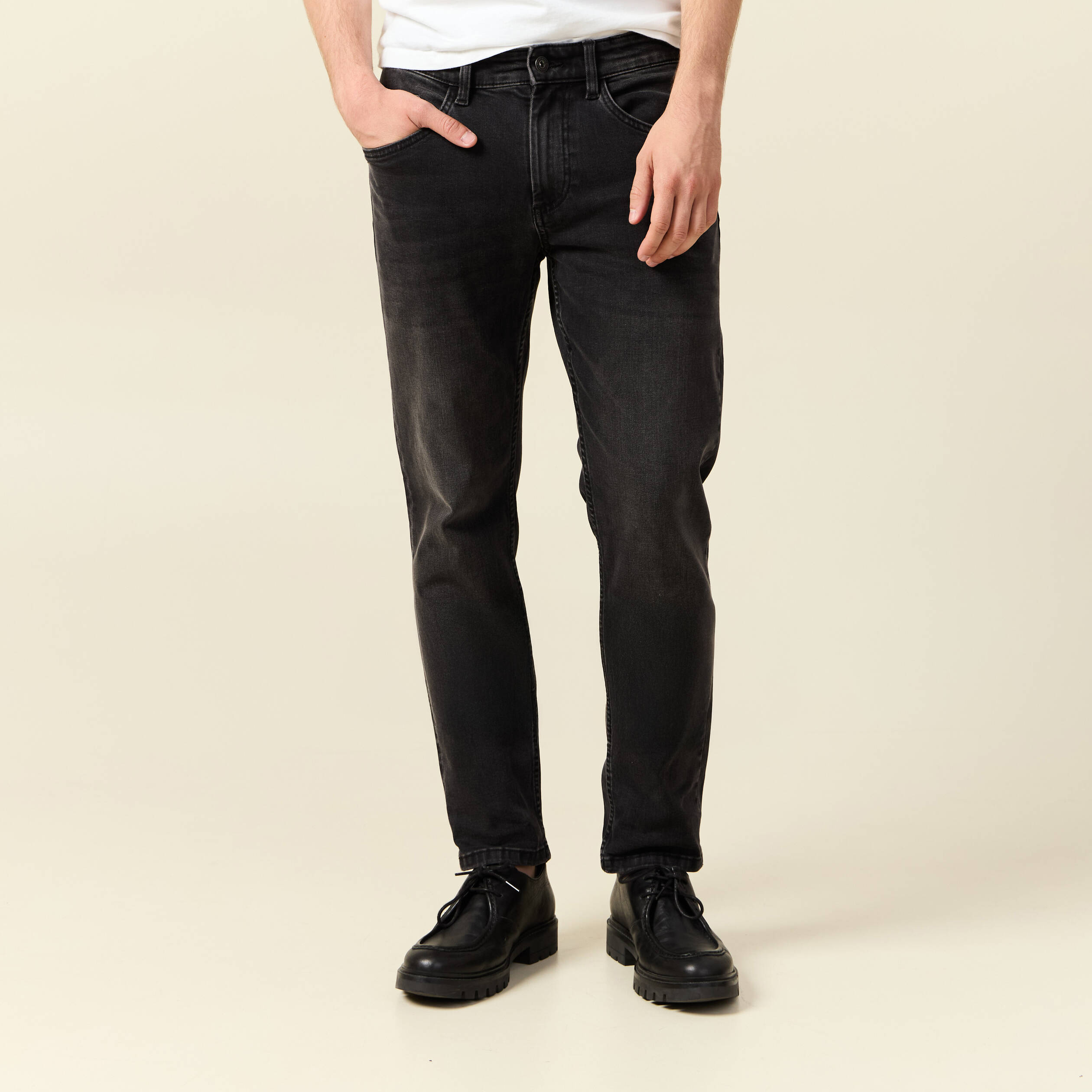 Jeans slim 5 poches longueur 32 denim noir homme