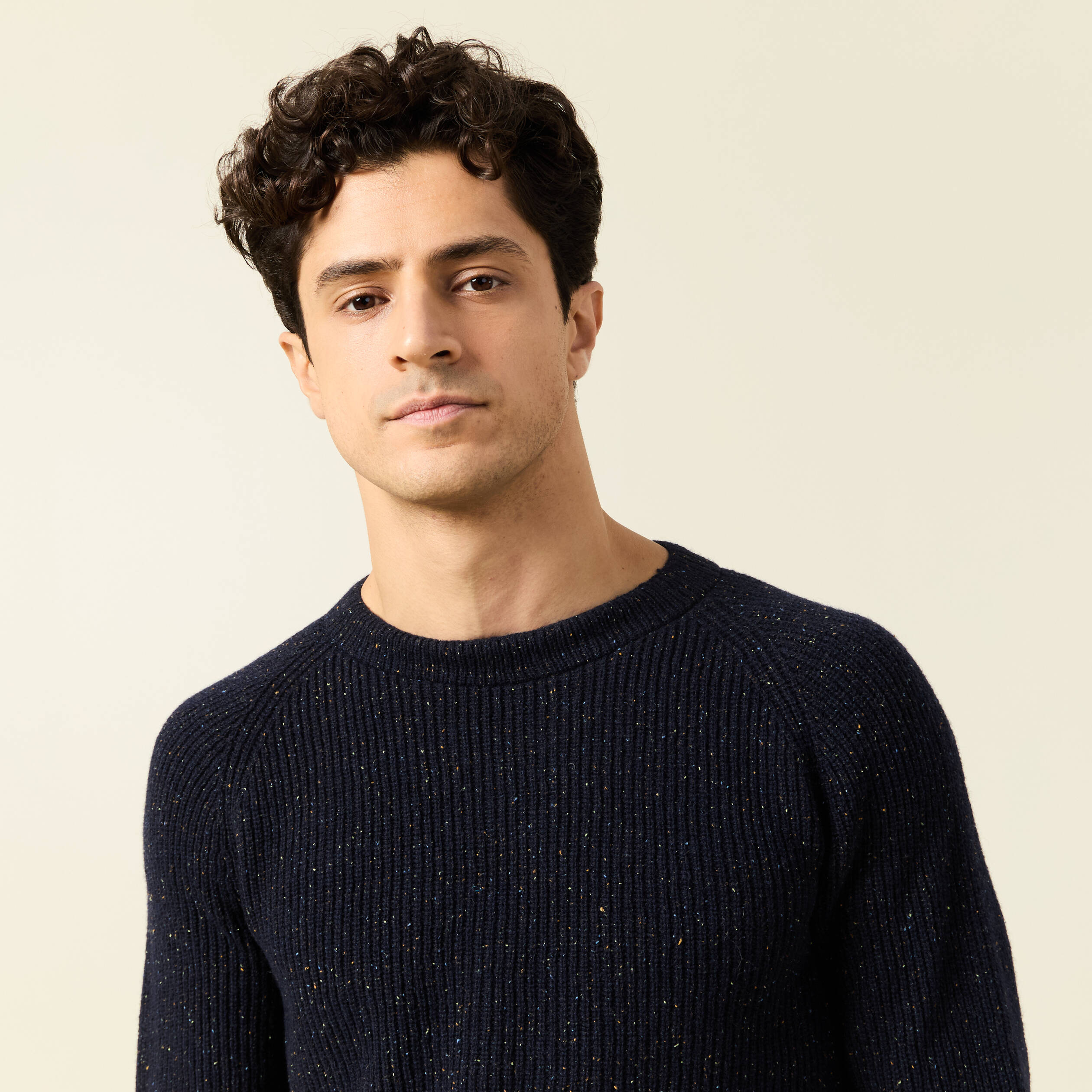 Classic Pull-over Col Rond Manches Longues Pour Hommes En Tricot Indigo O 3498146