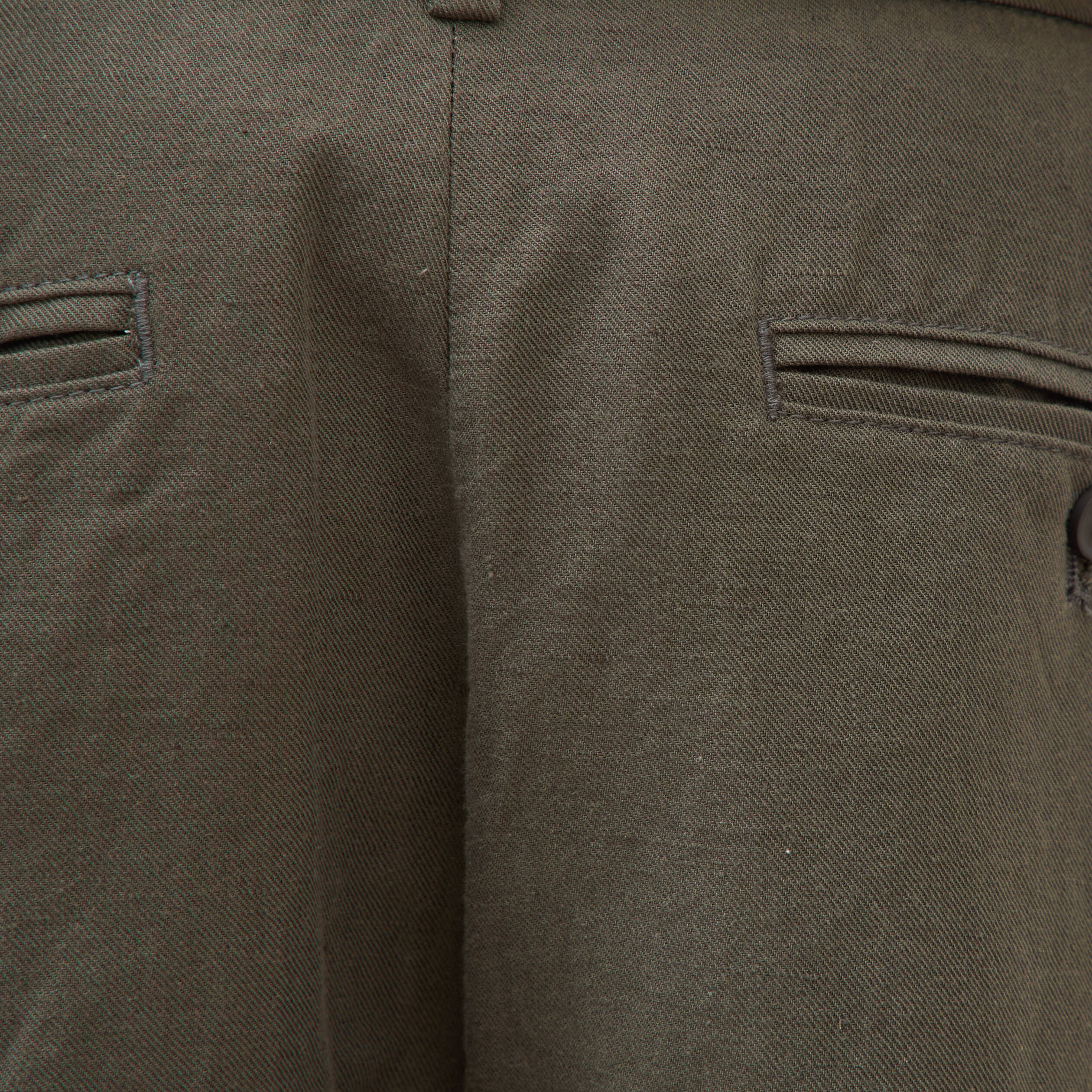 Chino coupe droite longueur 32 vert fonc&eacute; homme