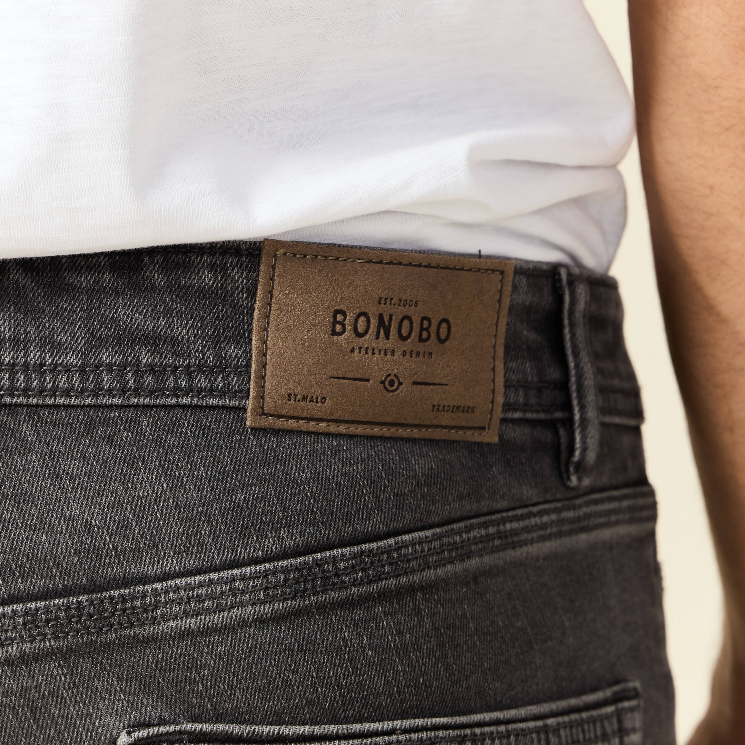 Jeans straight 5 poches denim gris homme