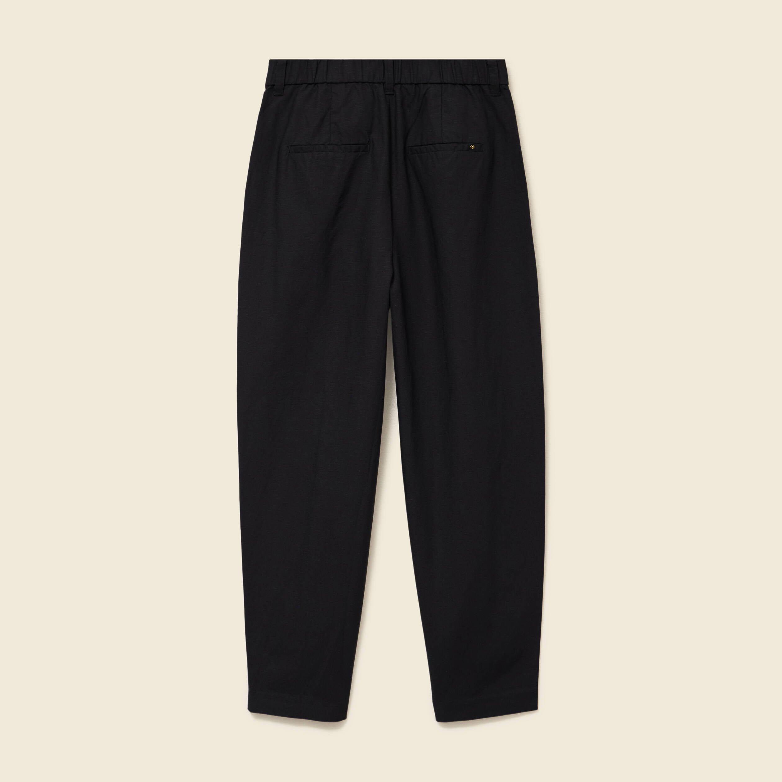 Pantalon barrel coupe loose taille haute noir femme