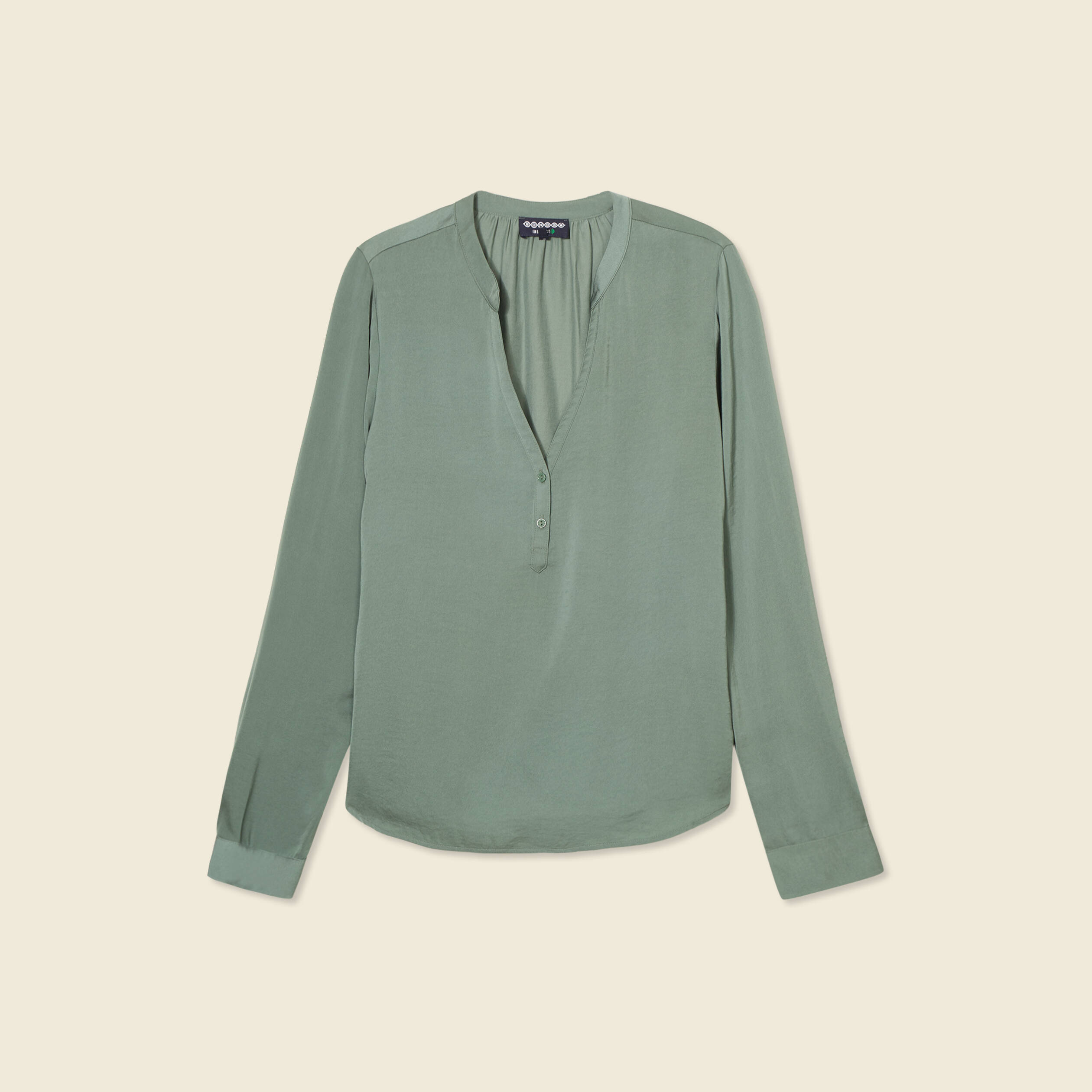 blouse manches longues satin vert kaki femme Blouse manches longues satin vert kaki femme