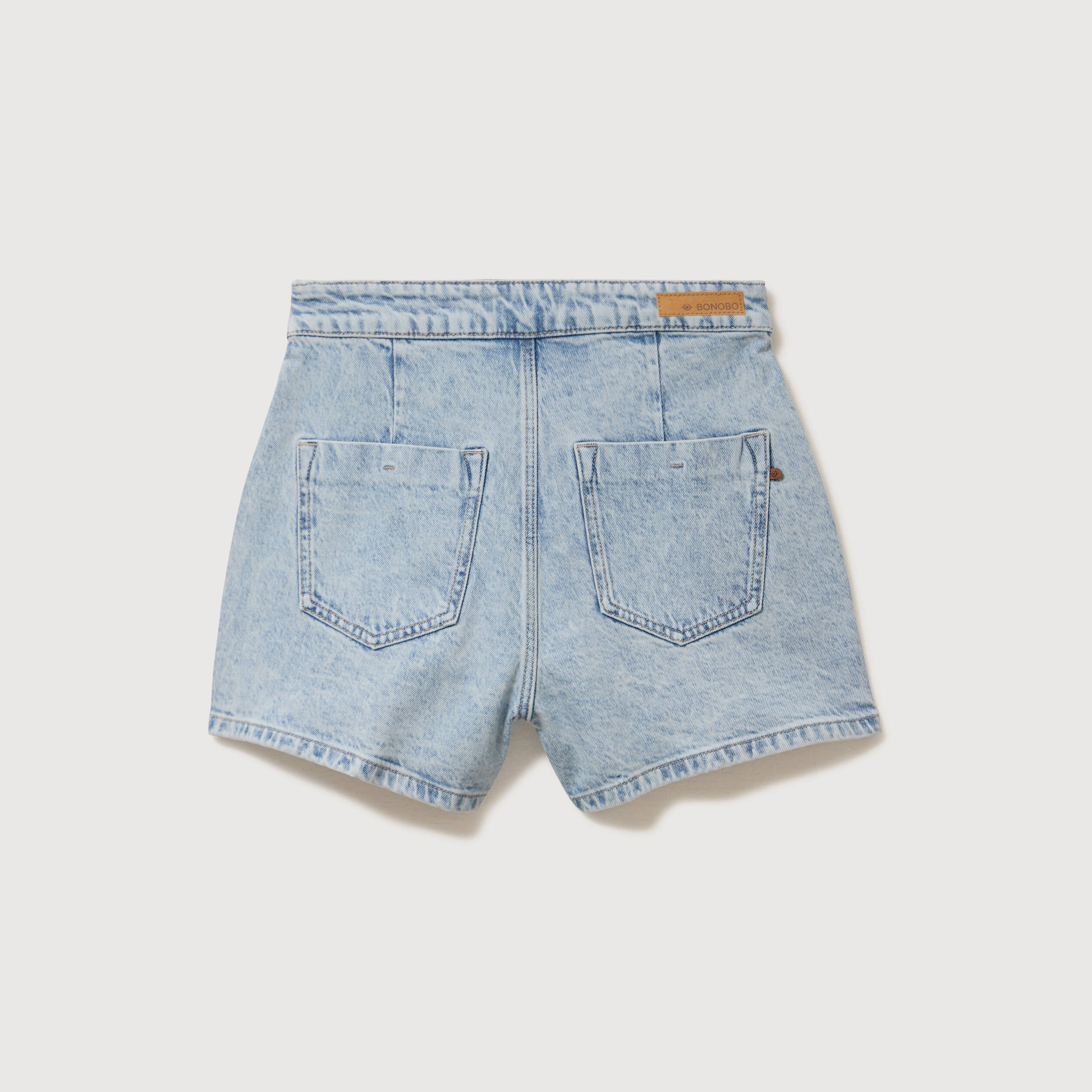 Jupe-short taille haute en jeans denim snow bleu femme