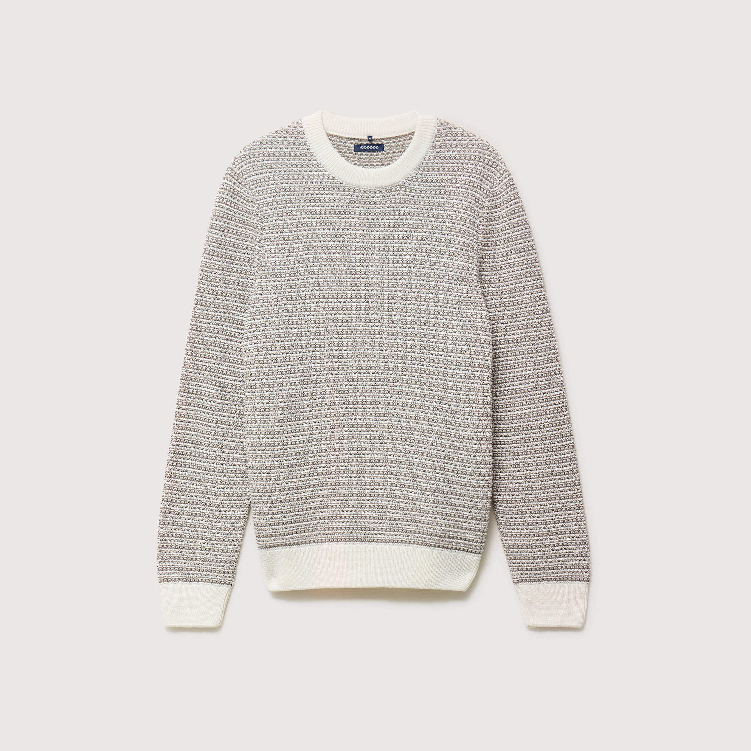 Pull droit col rond manches longues ecru homme