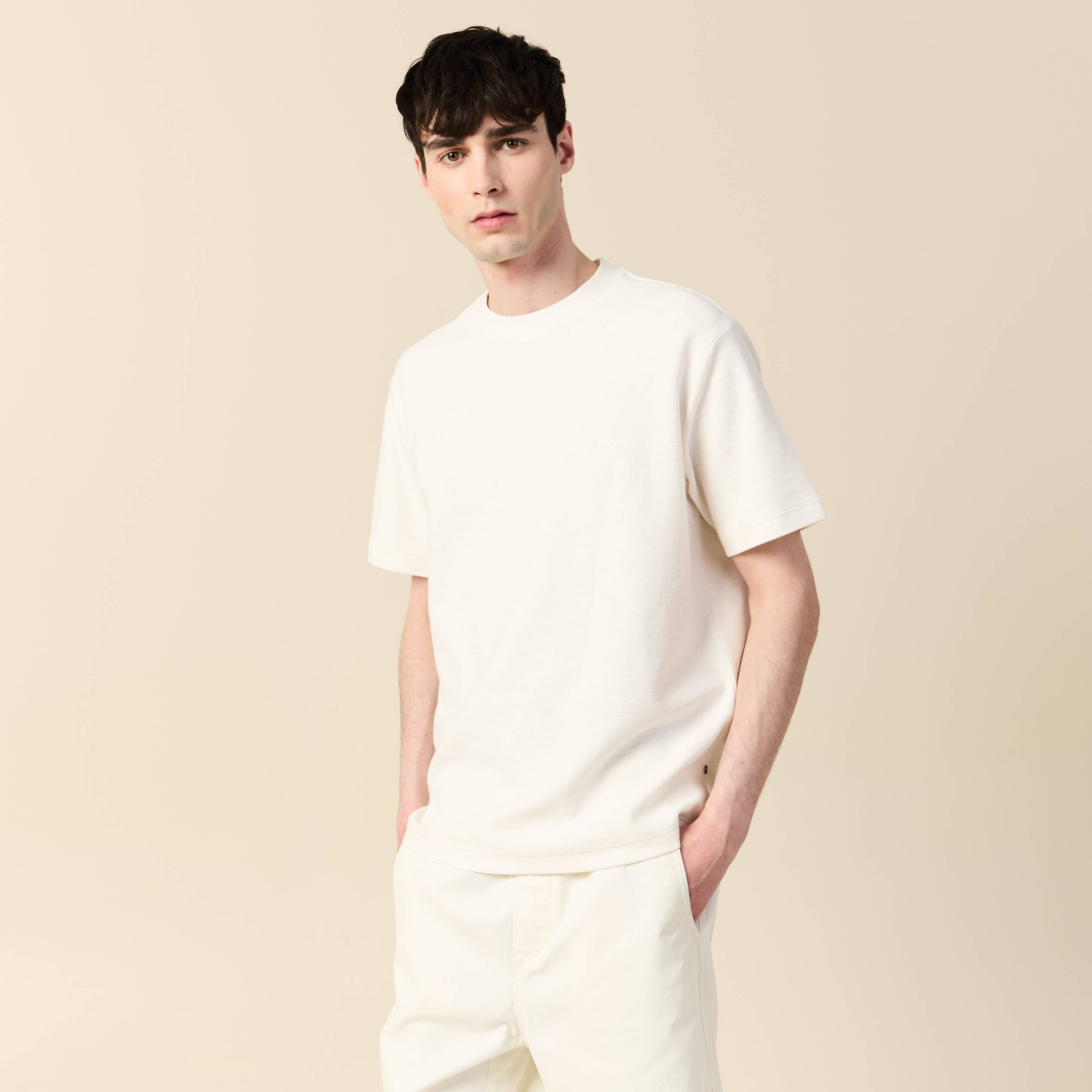 T-shirt manches courtes ecru homme