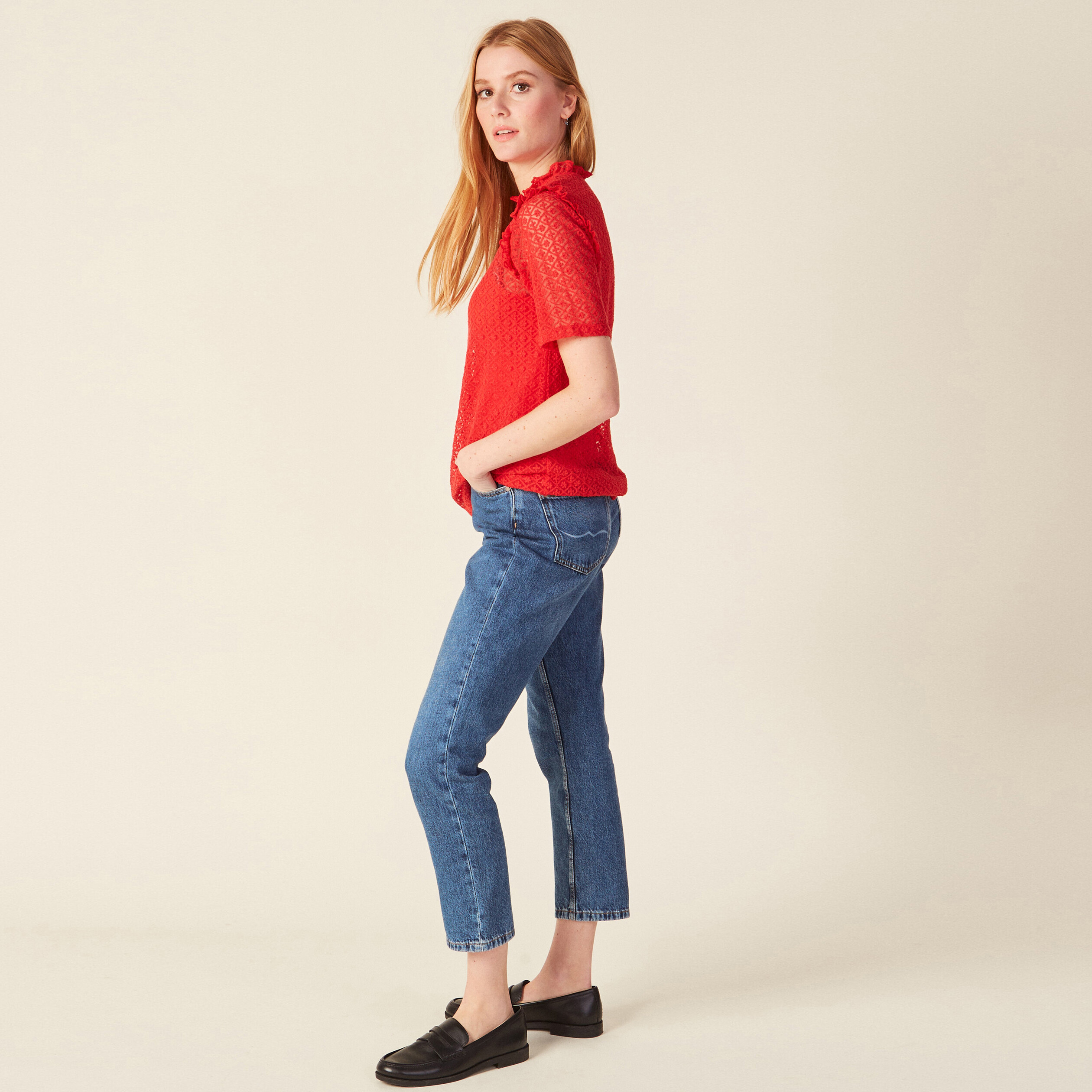T-shirt manches courtes rouge femme